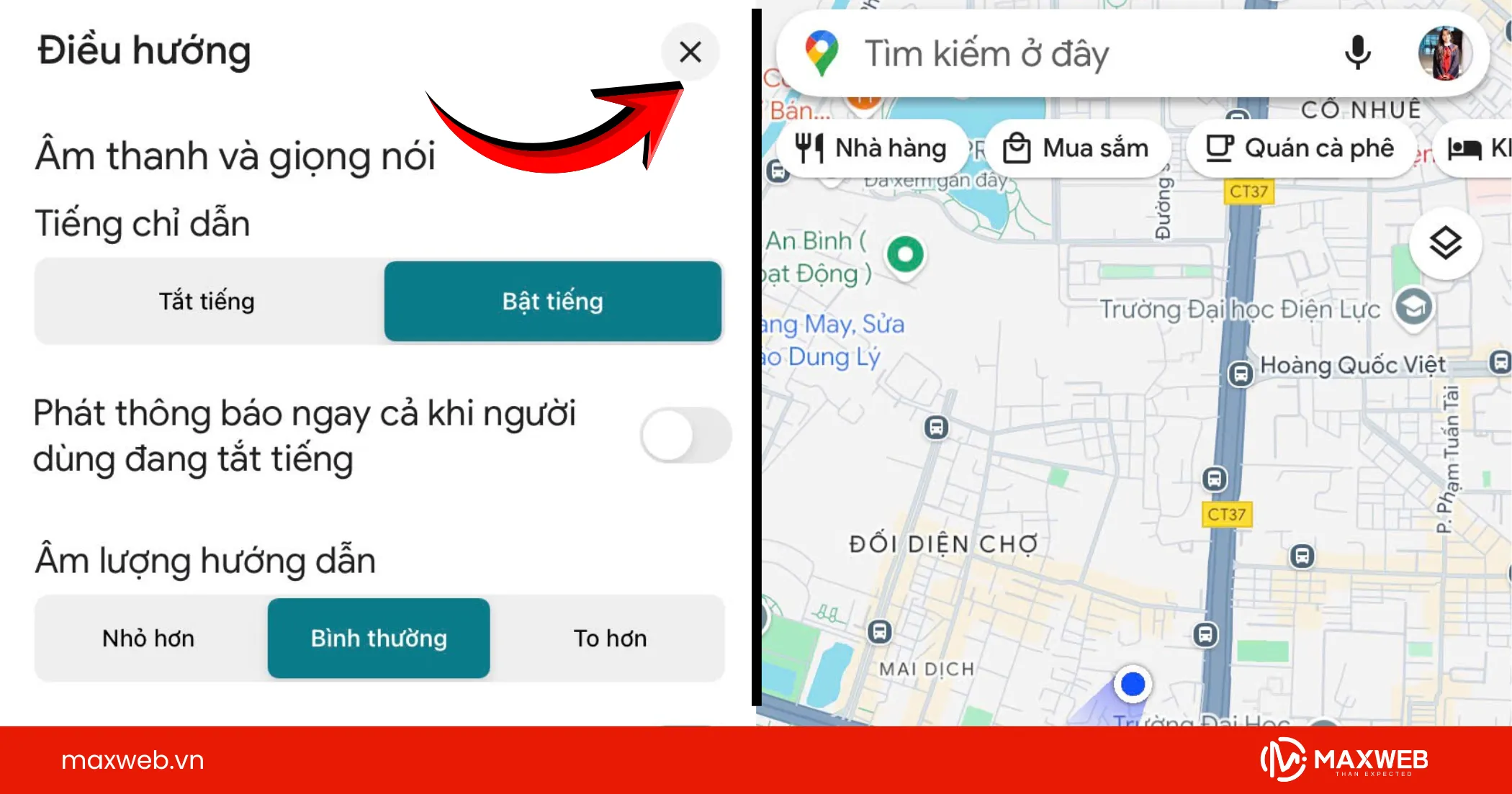 Quay lại màn hình chính Google Map