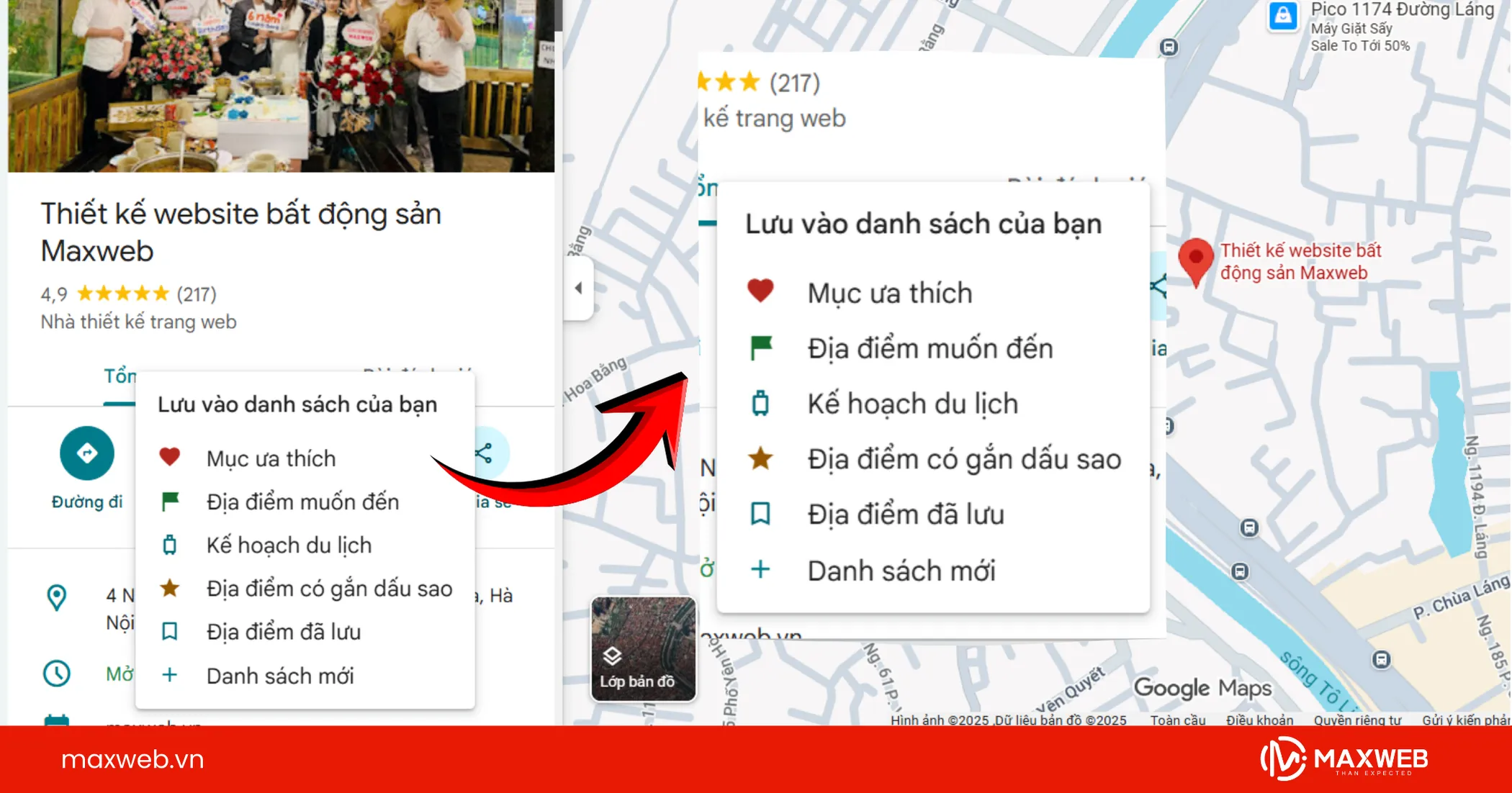 Nhấn lưu và chọn danh sách phù hợp