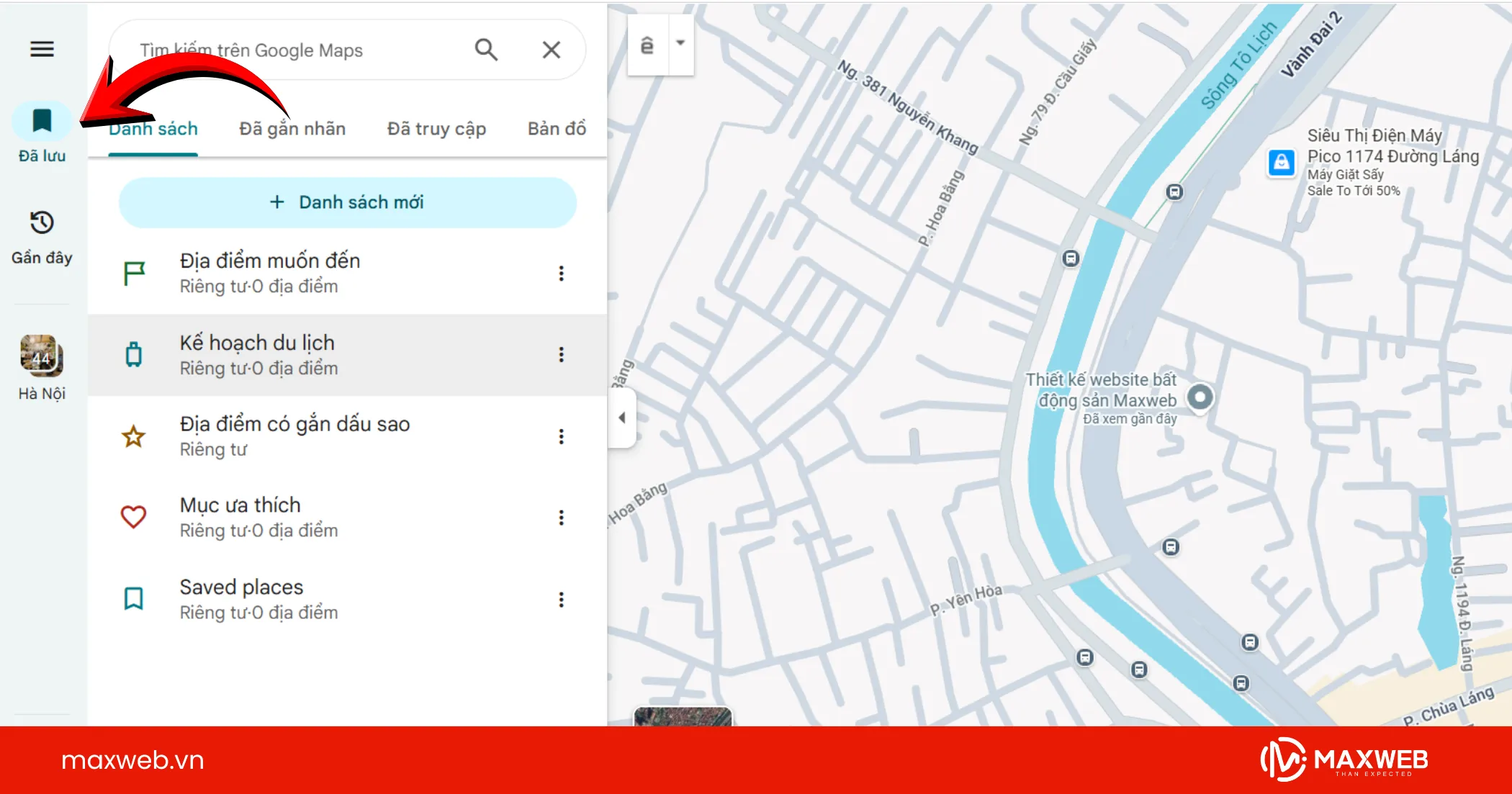 Kiểm tra địa điểm được lưu
