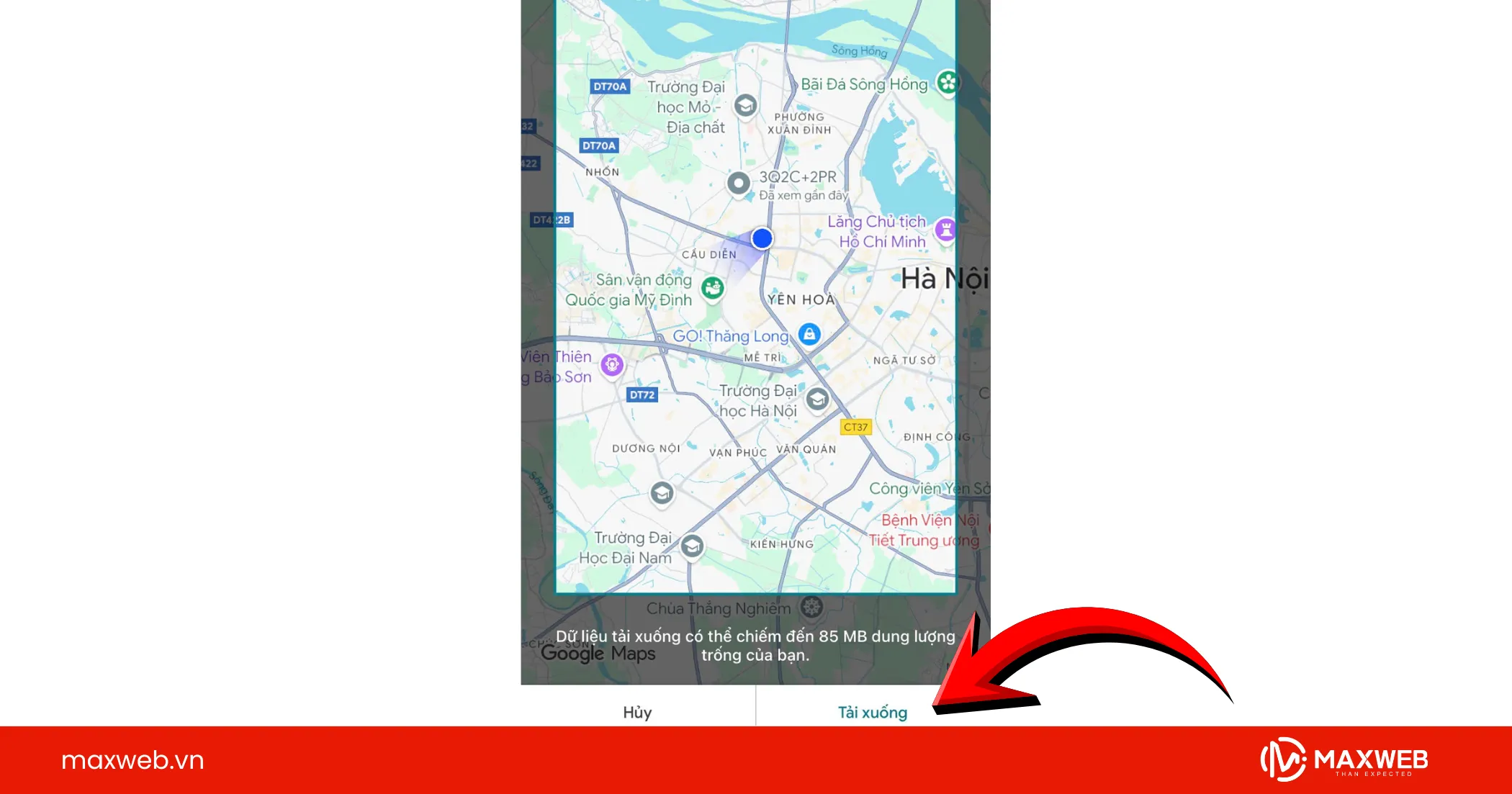 Chọn khu vực bạn muốn và "tải xuống"