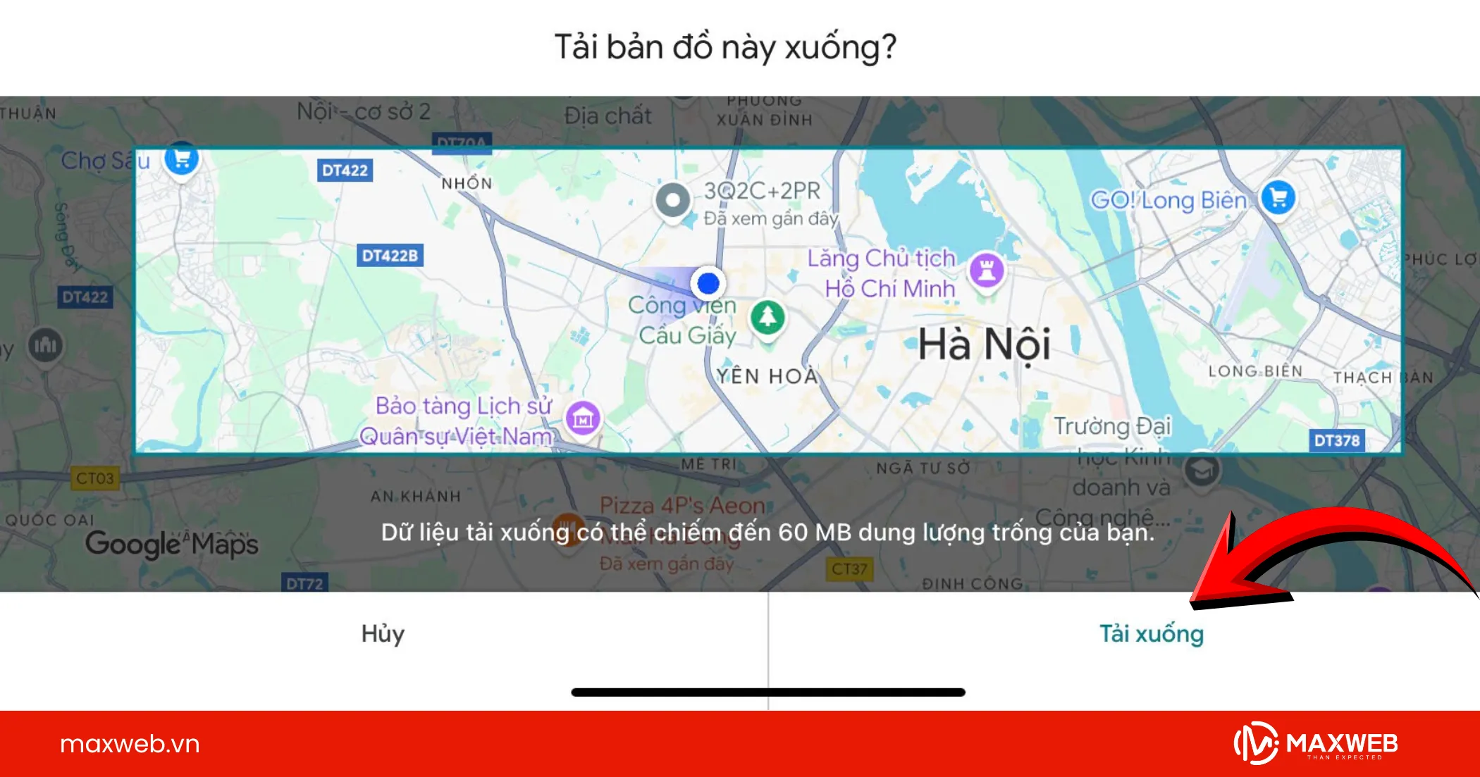 Bước 4: Ấn tải bản đồ ngoại tuyến xuống