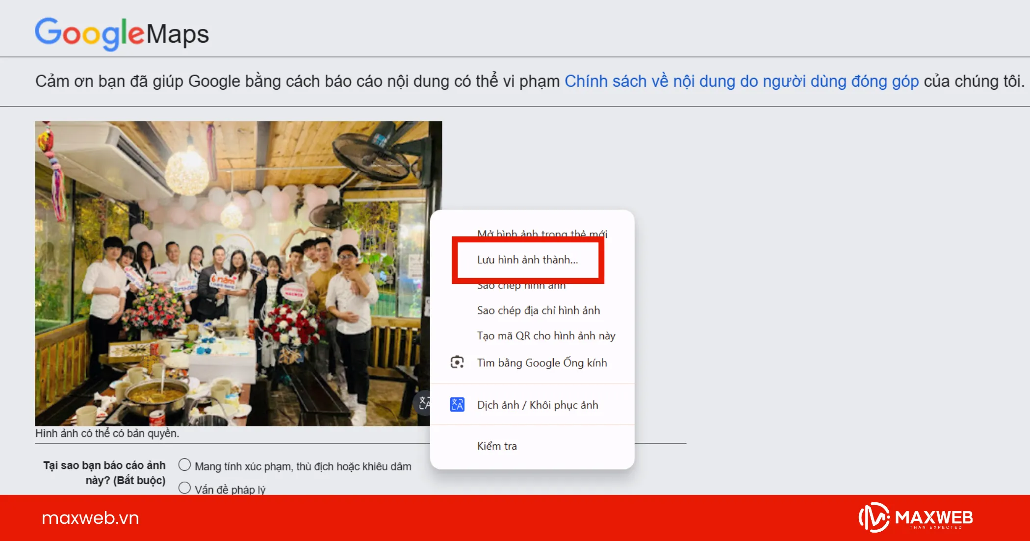 Bước 4: Nhấn chuột phải và tải ảnh về