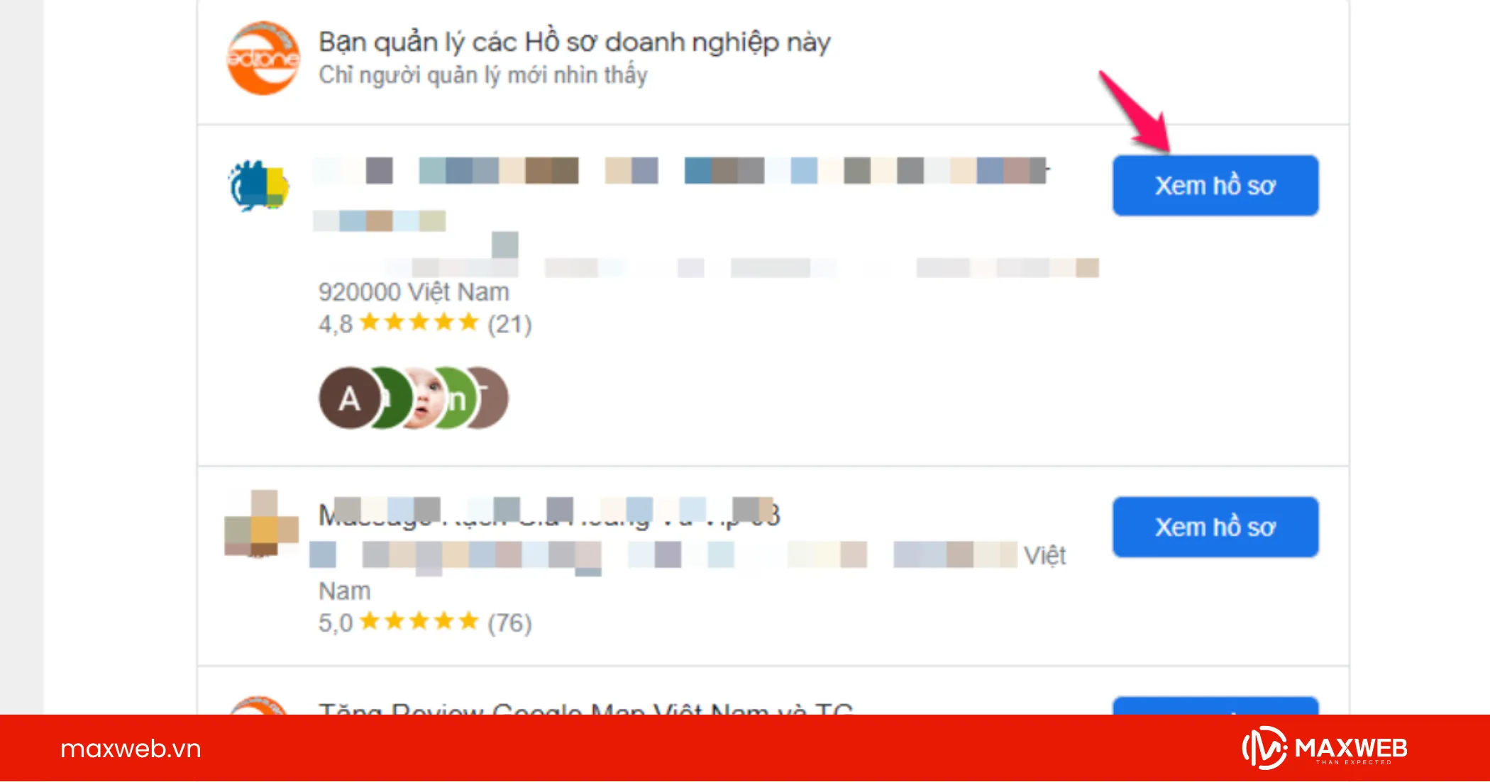 Bước 2 chọn doanh nghiệp muốn ẩn