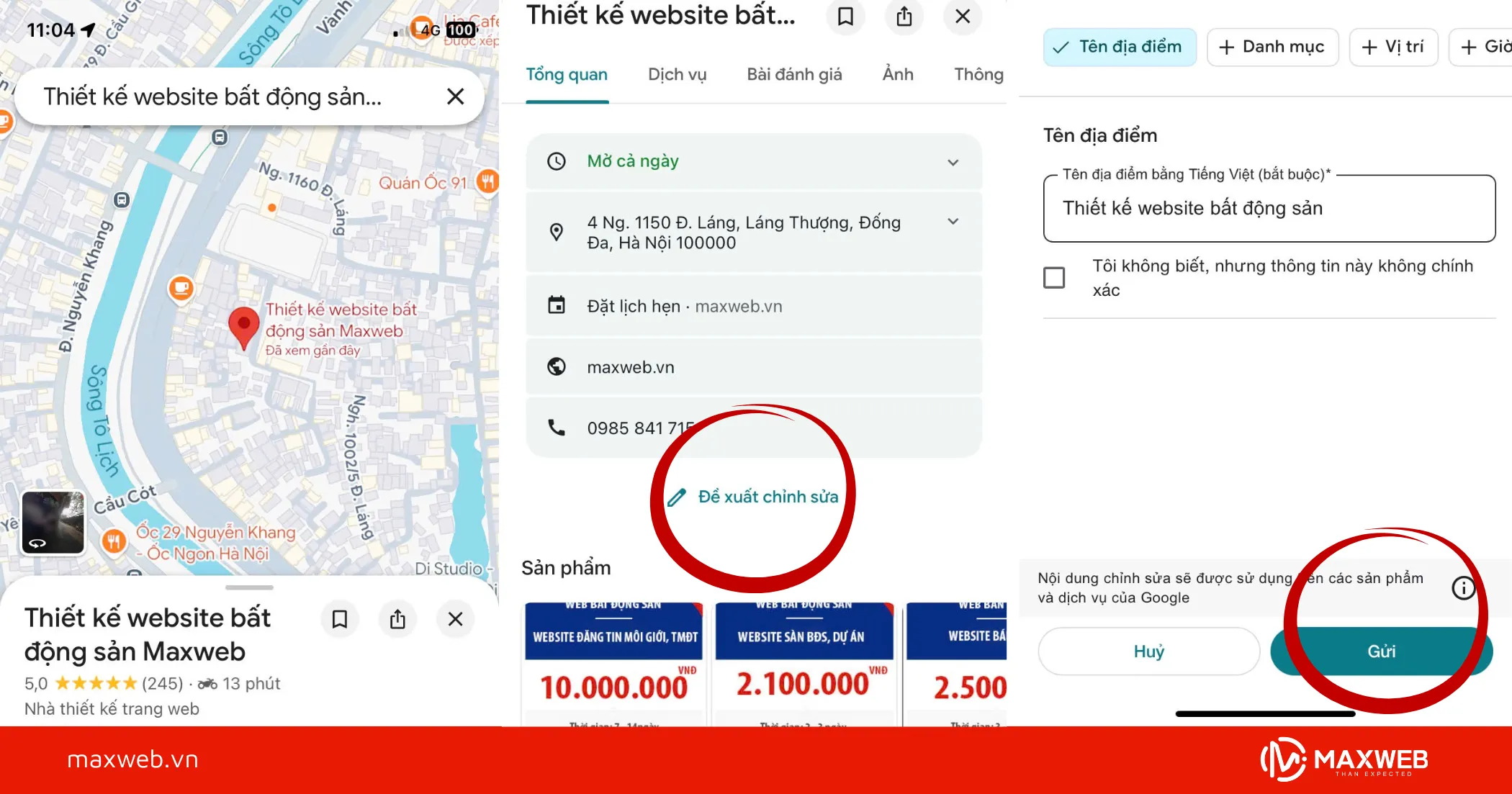 Cách đổi tên địa điểm trên Google Map bằng điện thoại