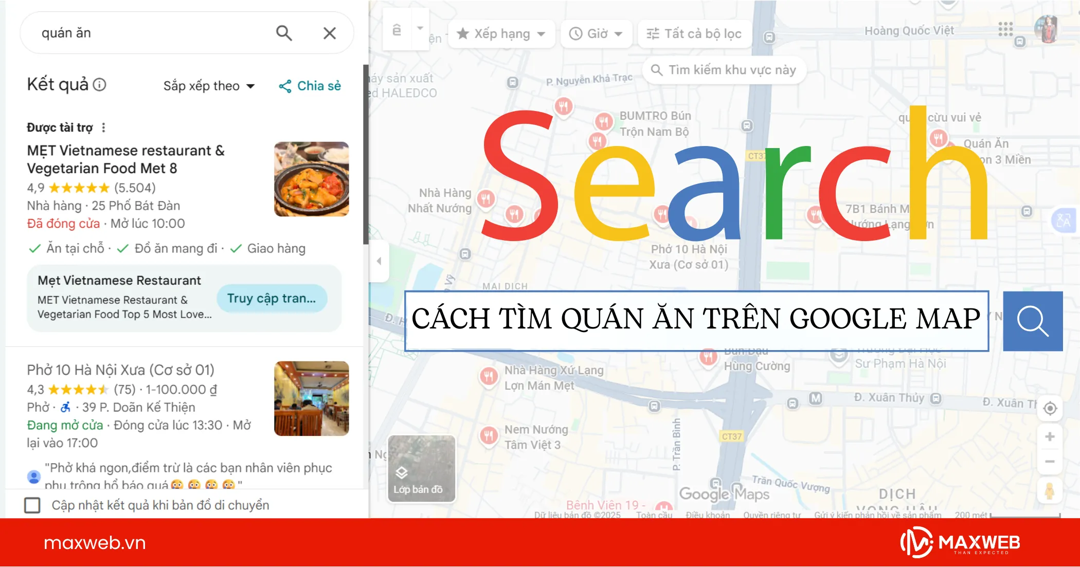 Cách tìm quán ăn trên Google Map nhanh và tối ưu nhất