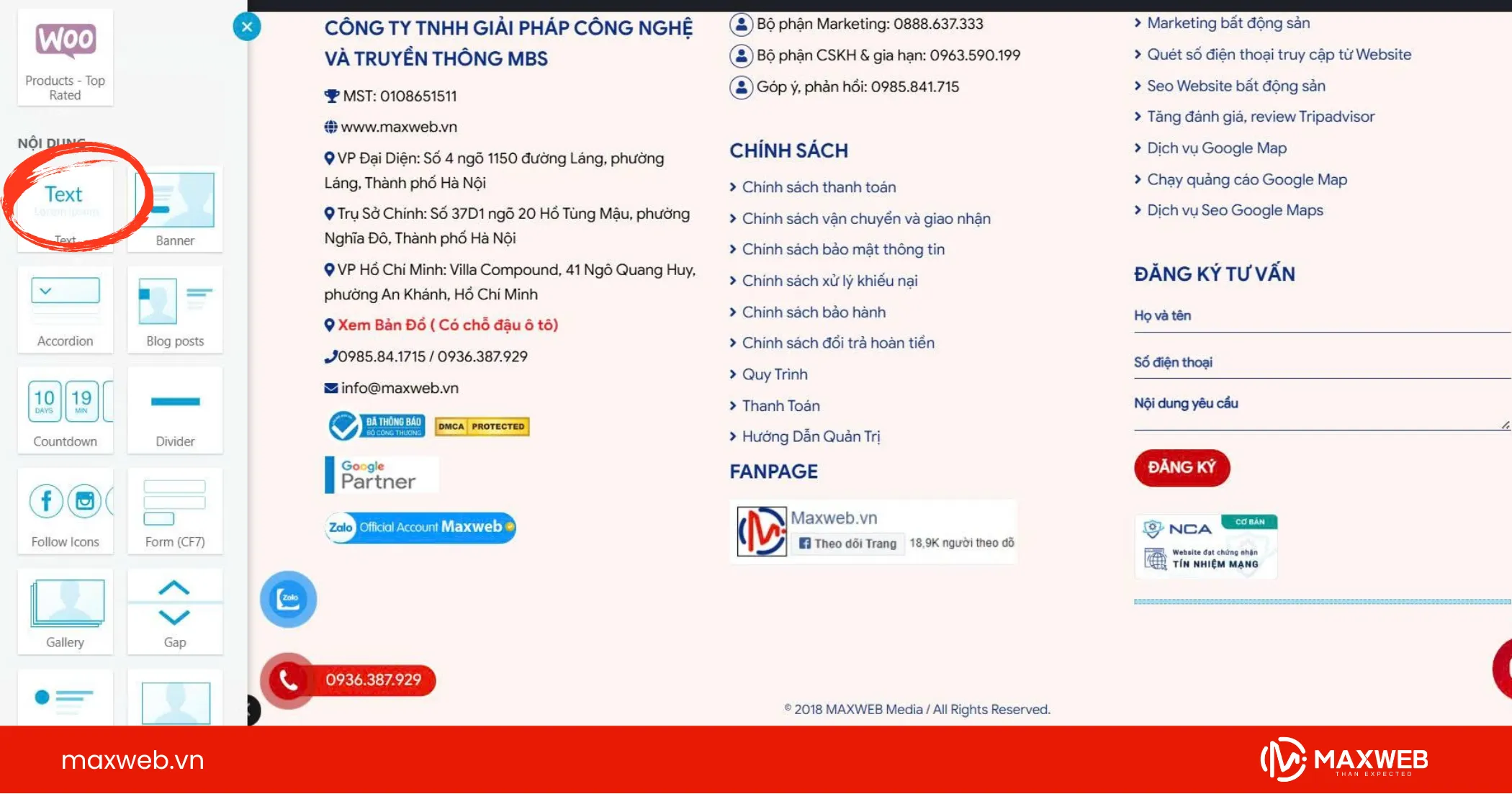 Chọn vị trí chèn mã nhúng cho website
