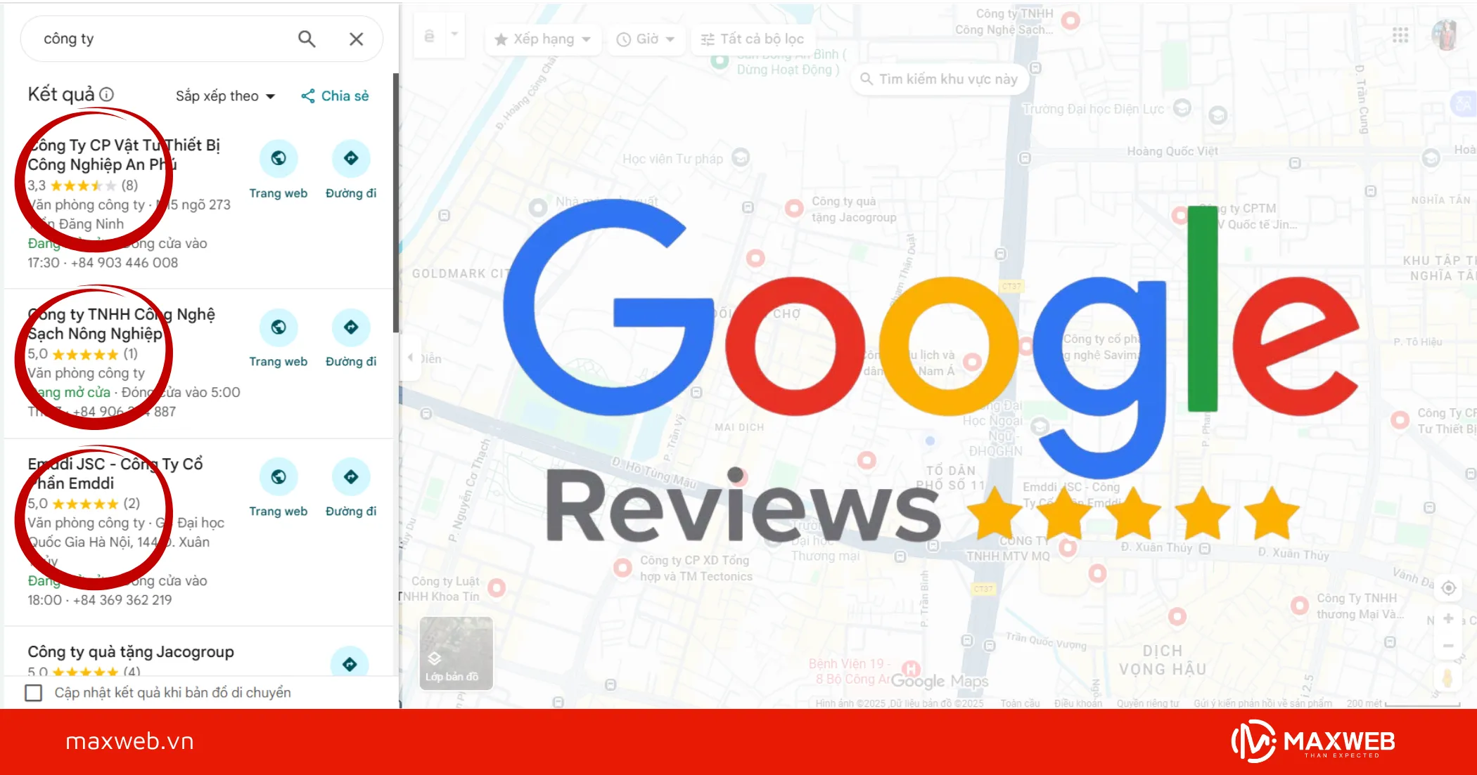 Tăng uy tín map cùng dịch vụ Review Map tại Maxweb
