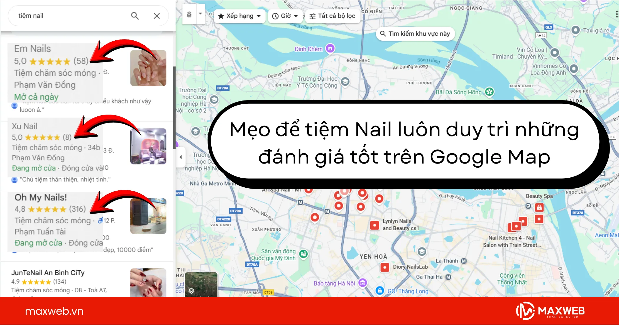 Mẹo để tiệm nail luôn duy trì những đánh giá tốt trên Google Map