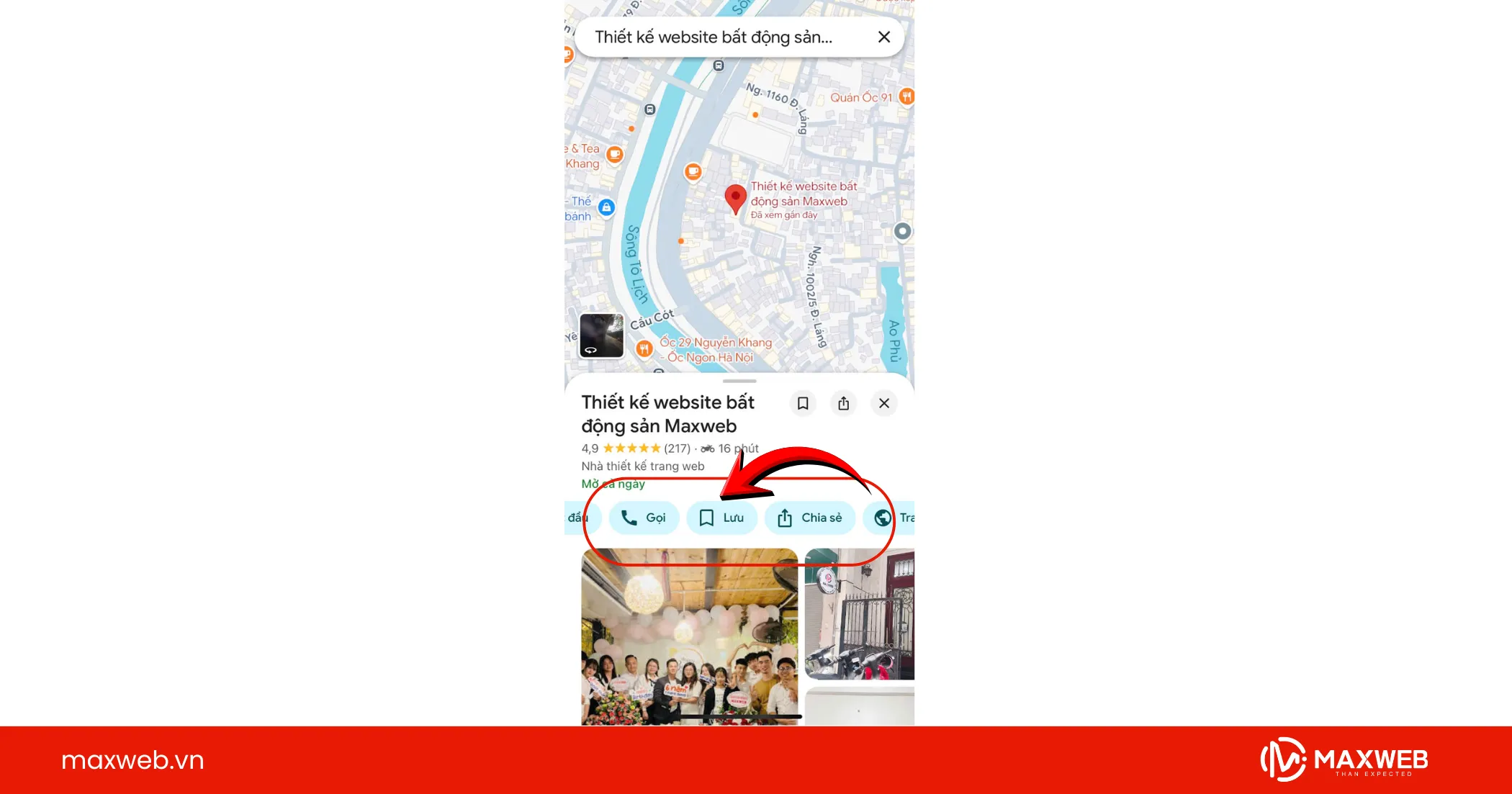 Mở thông tin chi tiết của địa điểm