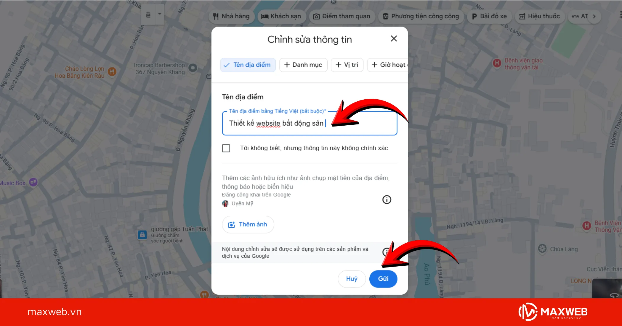 Đổi tên và gửi yêu cầu