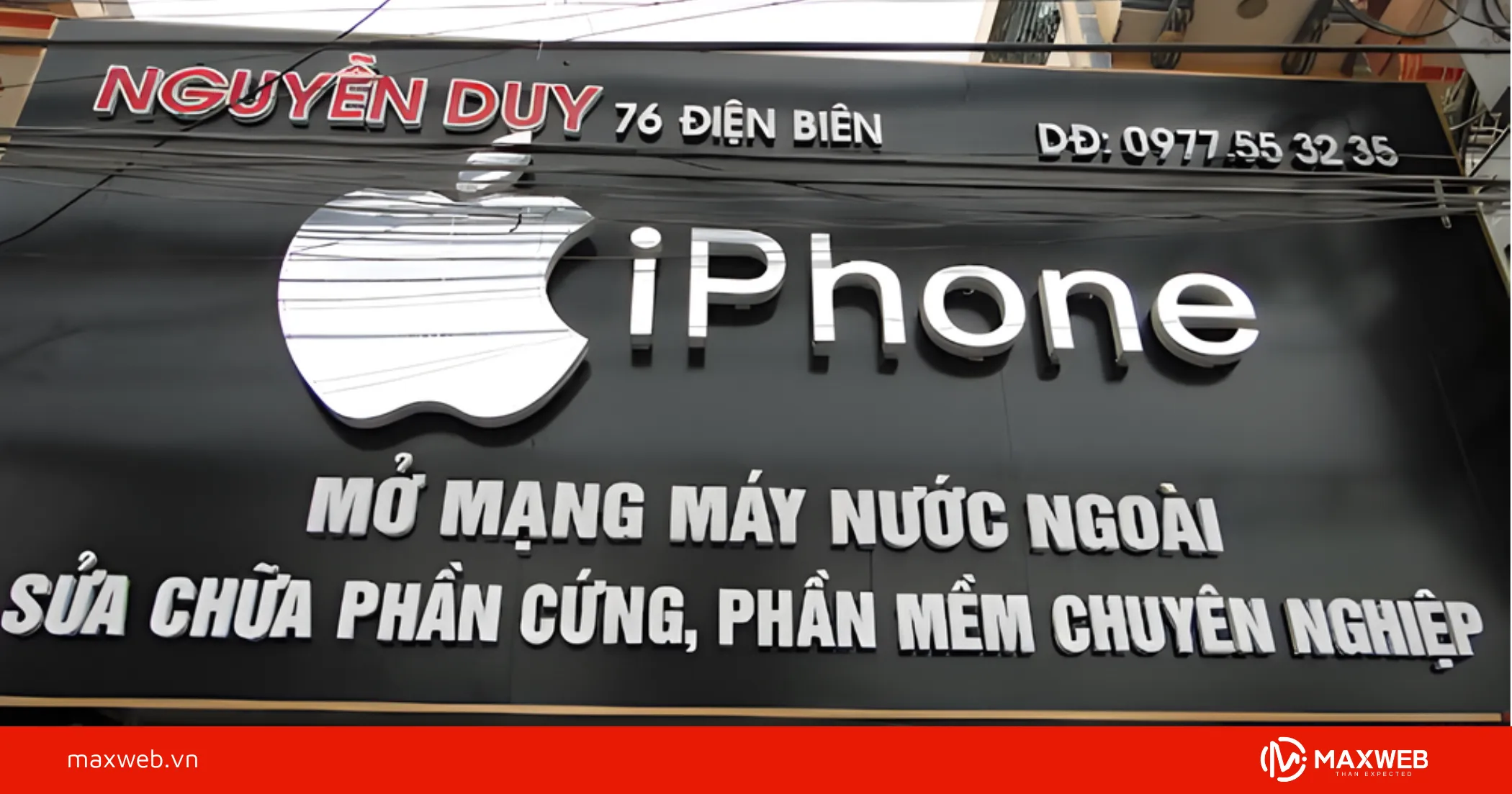 Mẫu bảng hiệu cửa hàng điện thoại Alu chữ nổi