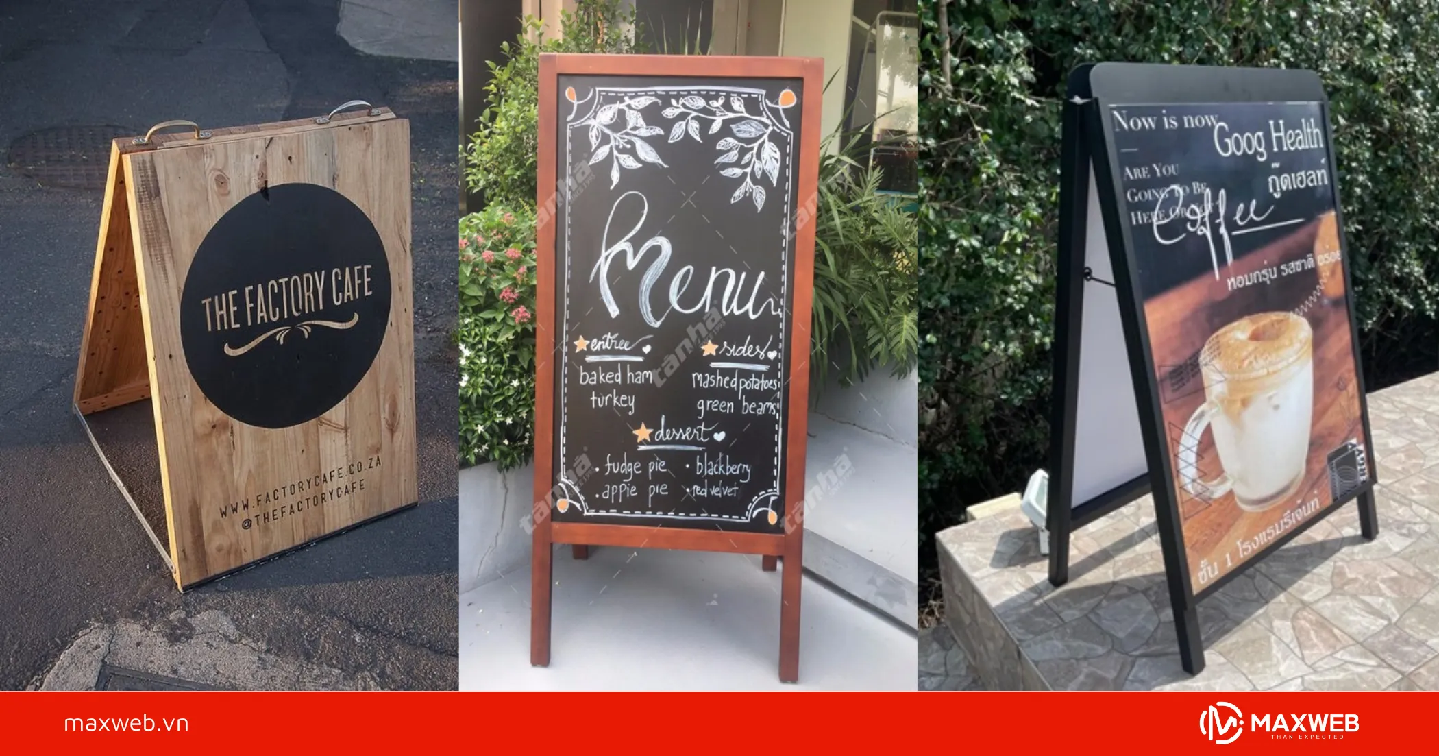 Biển hiệu quán cà phê mang đi dạng bảng đứng