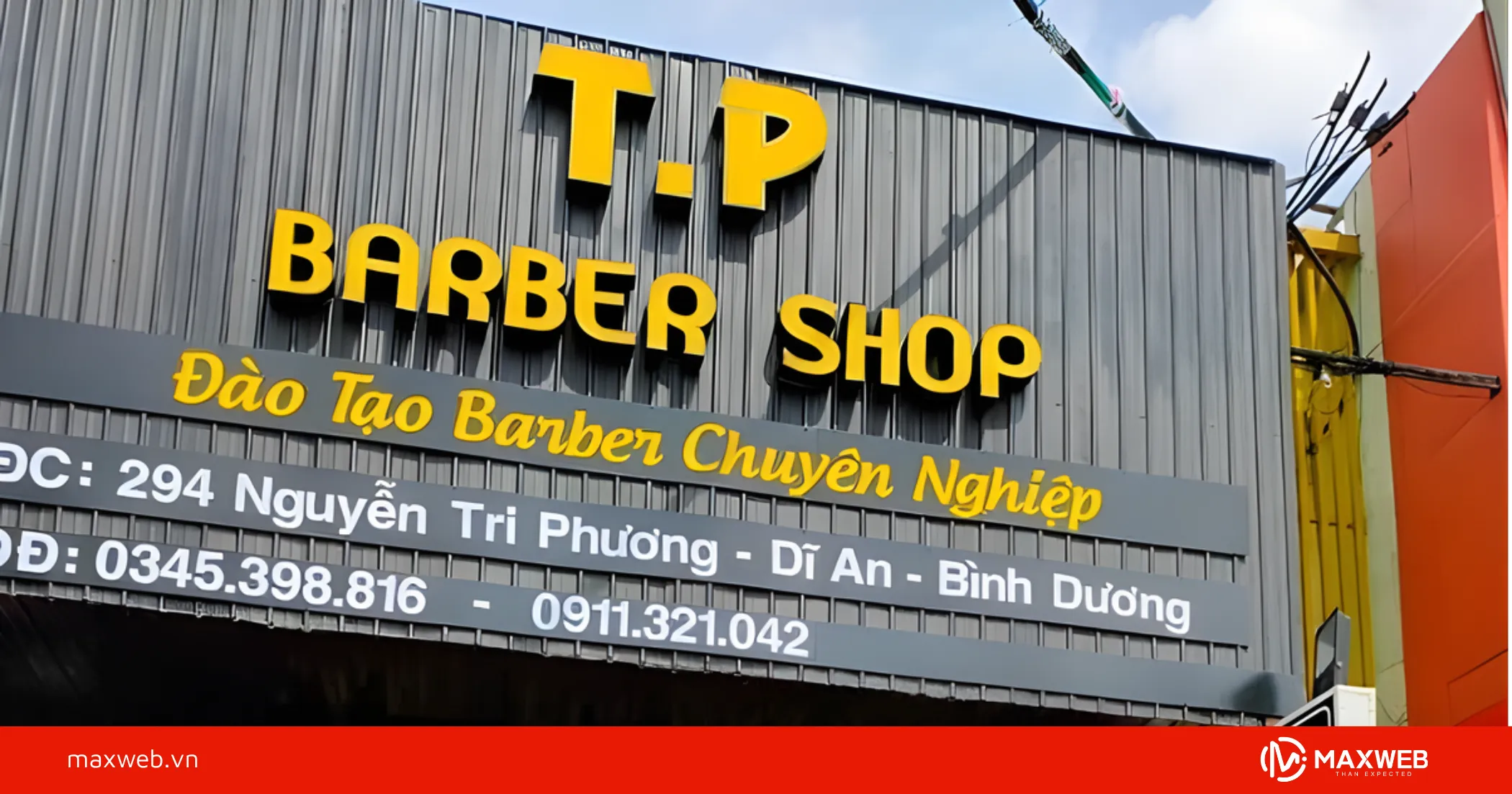 Bảng hiệu barber chữ nổi inox, alu cao cấp