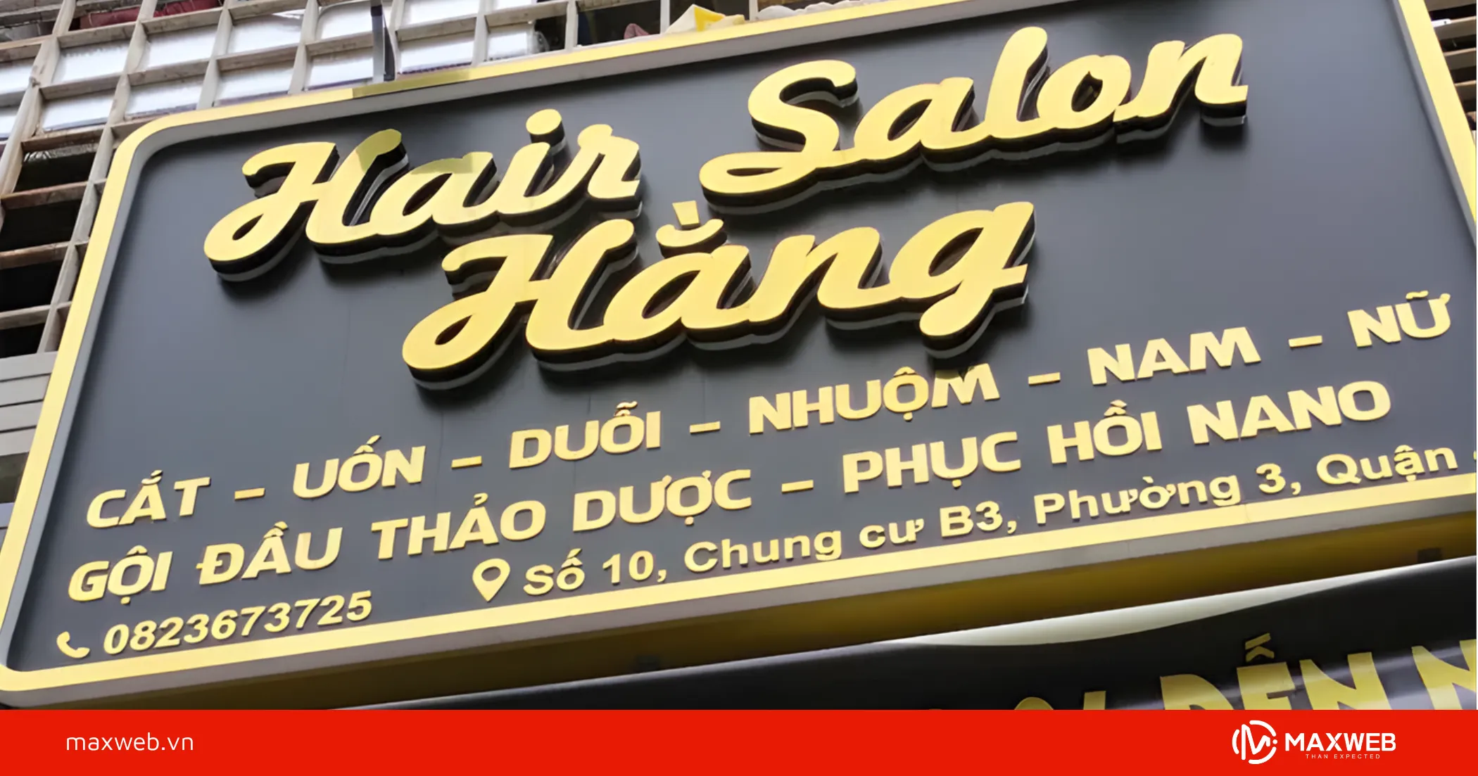 Bảng hiệu salon tóc nữ thiết kế mềm mại