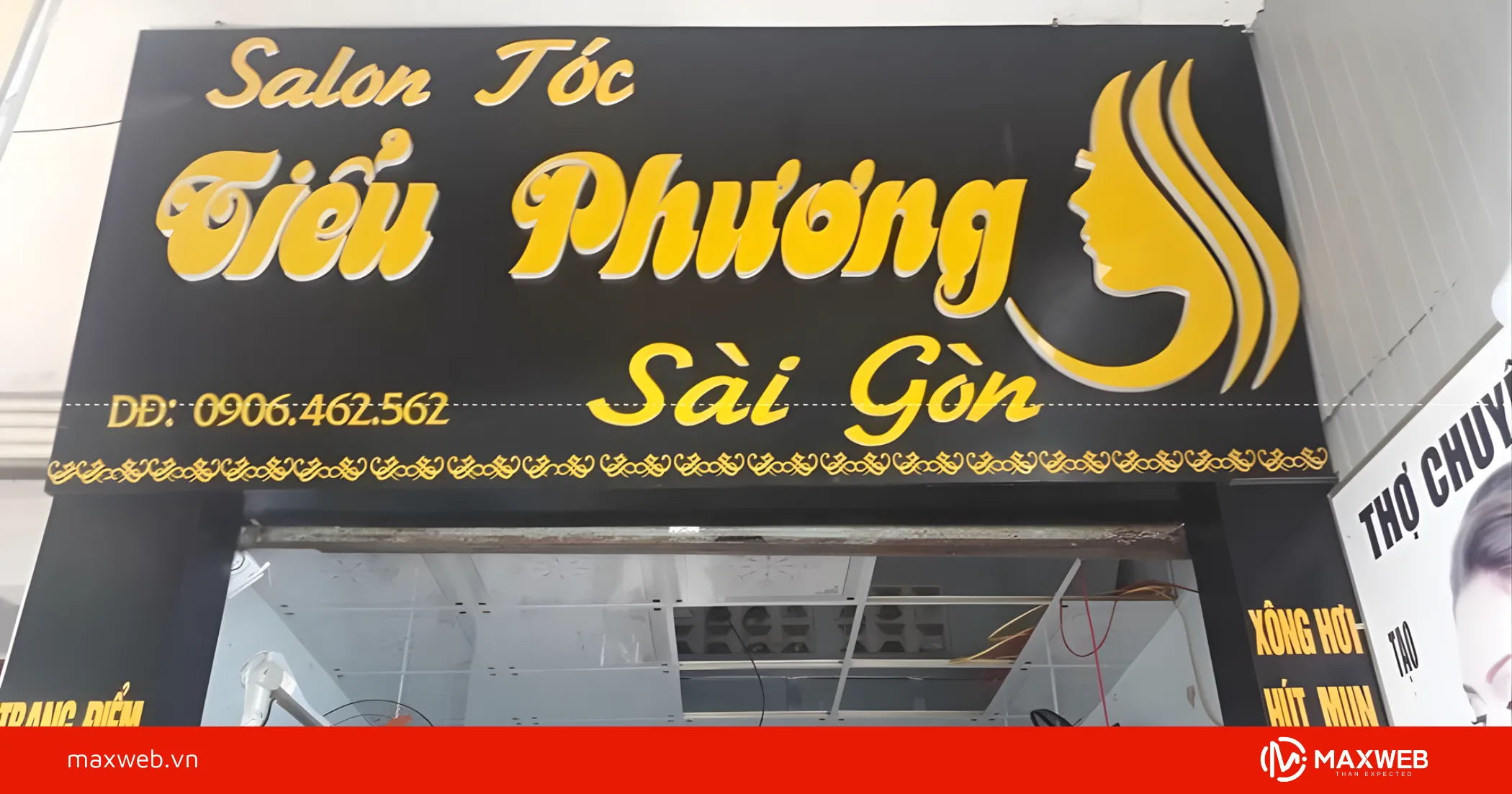 Bảng hiệu salon tóc nữ thiết kế mềm mại