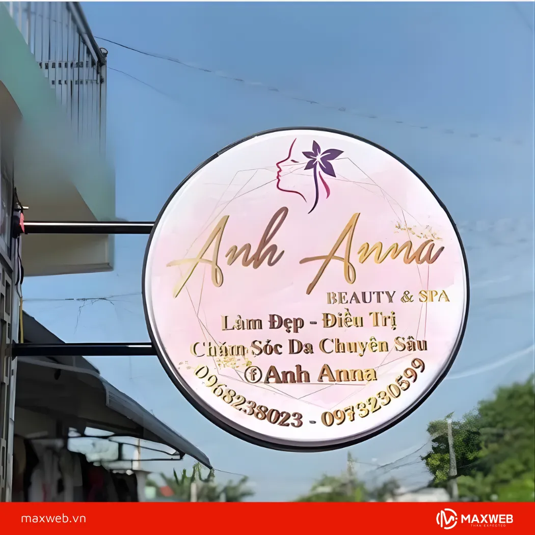 Bảng hiệu spa đẹp dạng tròn ấn tượng