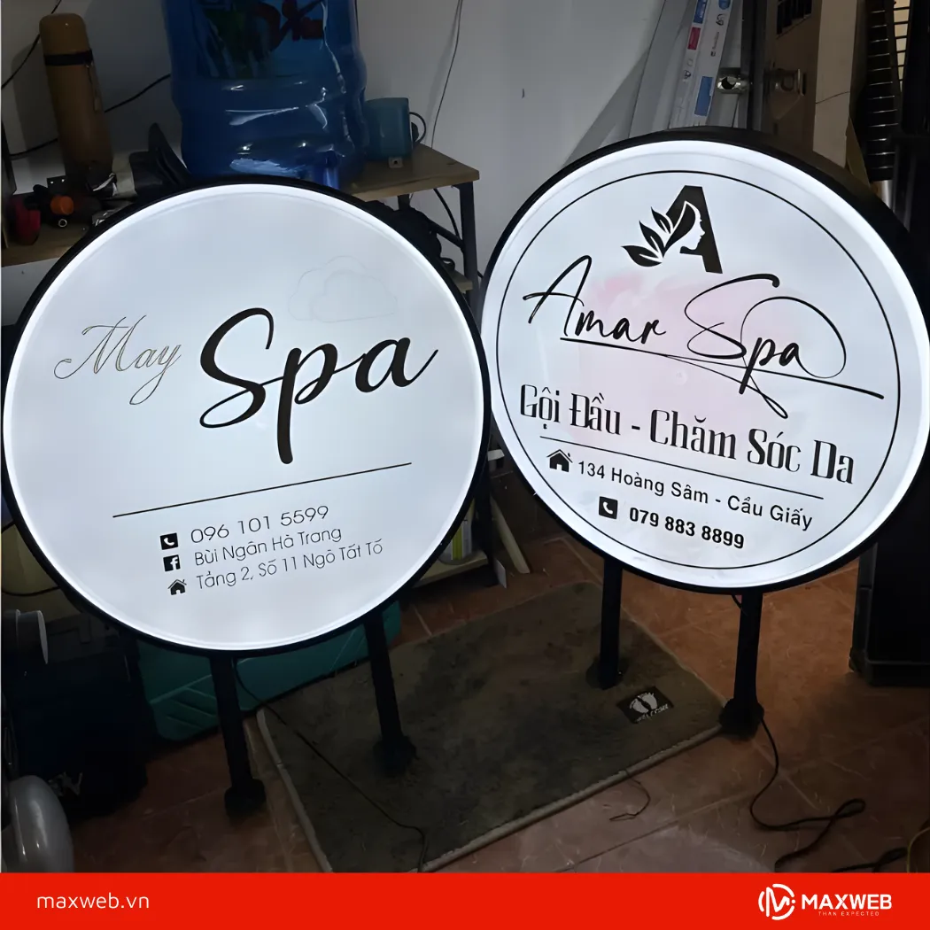 Bảng hiệu spa đẹp dạng tròn ấn tượng