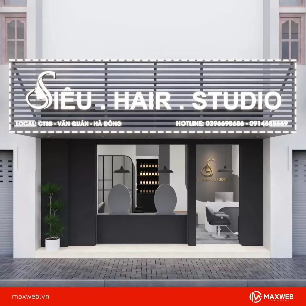 Bảng hiệu tóc nữ phong cách Hàn Quốc, tối giản