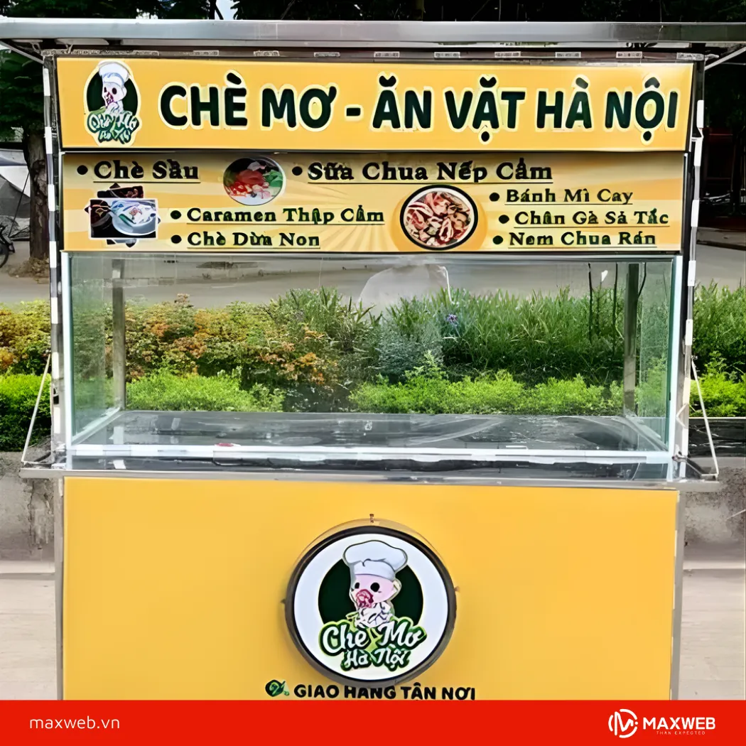 Biển bán đồ ăn vặt dạng xe đẩy