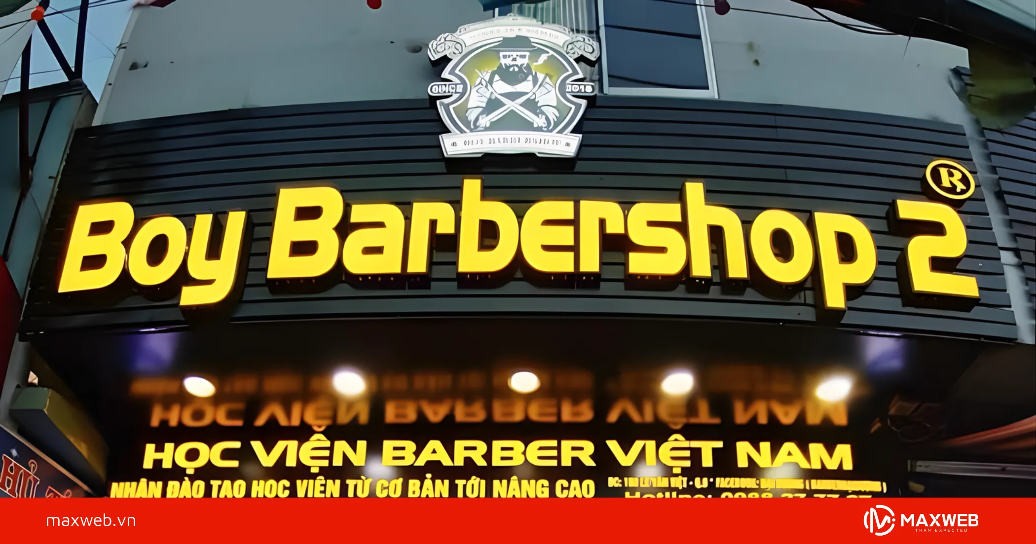 Bảng hiệu cắt tóc nam đèn LED hiện đại