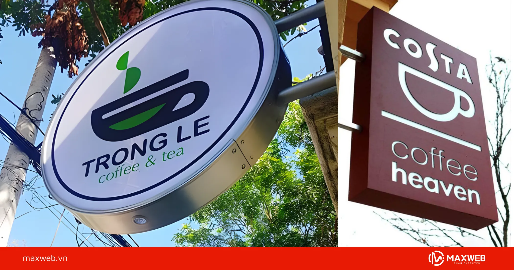 Biển hiệu coffee dạng biển vẫy nổi bật