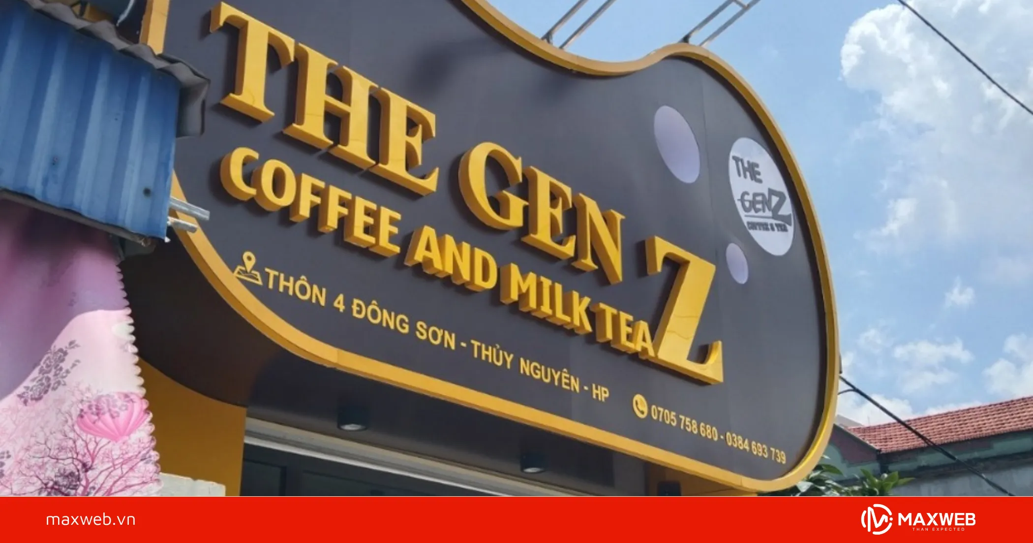 Bảng hiệu cà phê đẹp kết hợp trà sữa