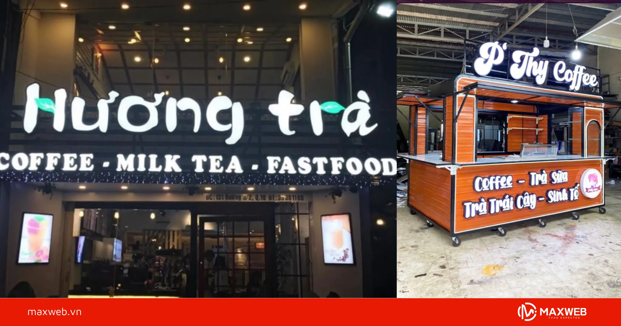 Bảng hiệu cà phê đẹp kết hợp trà sữa