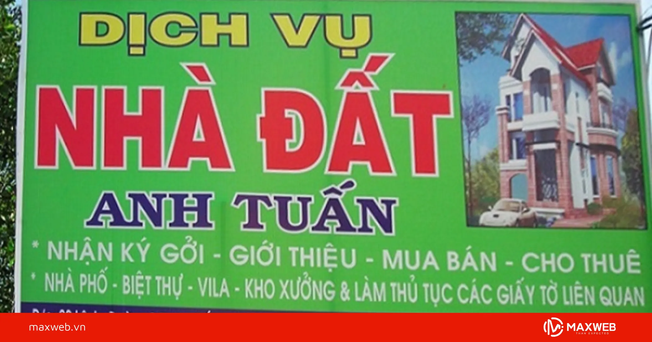 Bảng hiệu dịch vụ môi giới nhà đất mẫu 4
