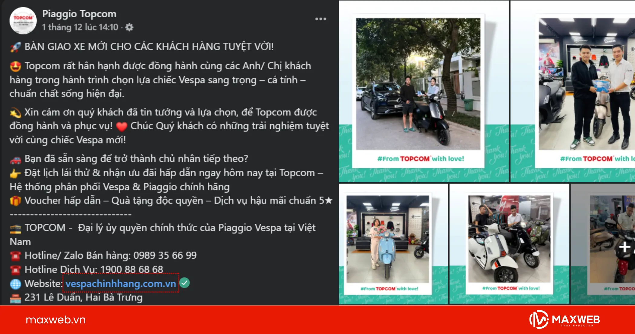 Bài viết bán xe máy kèm feedback khách hàng