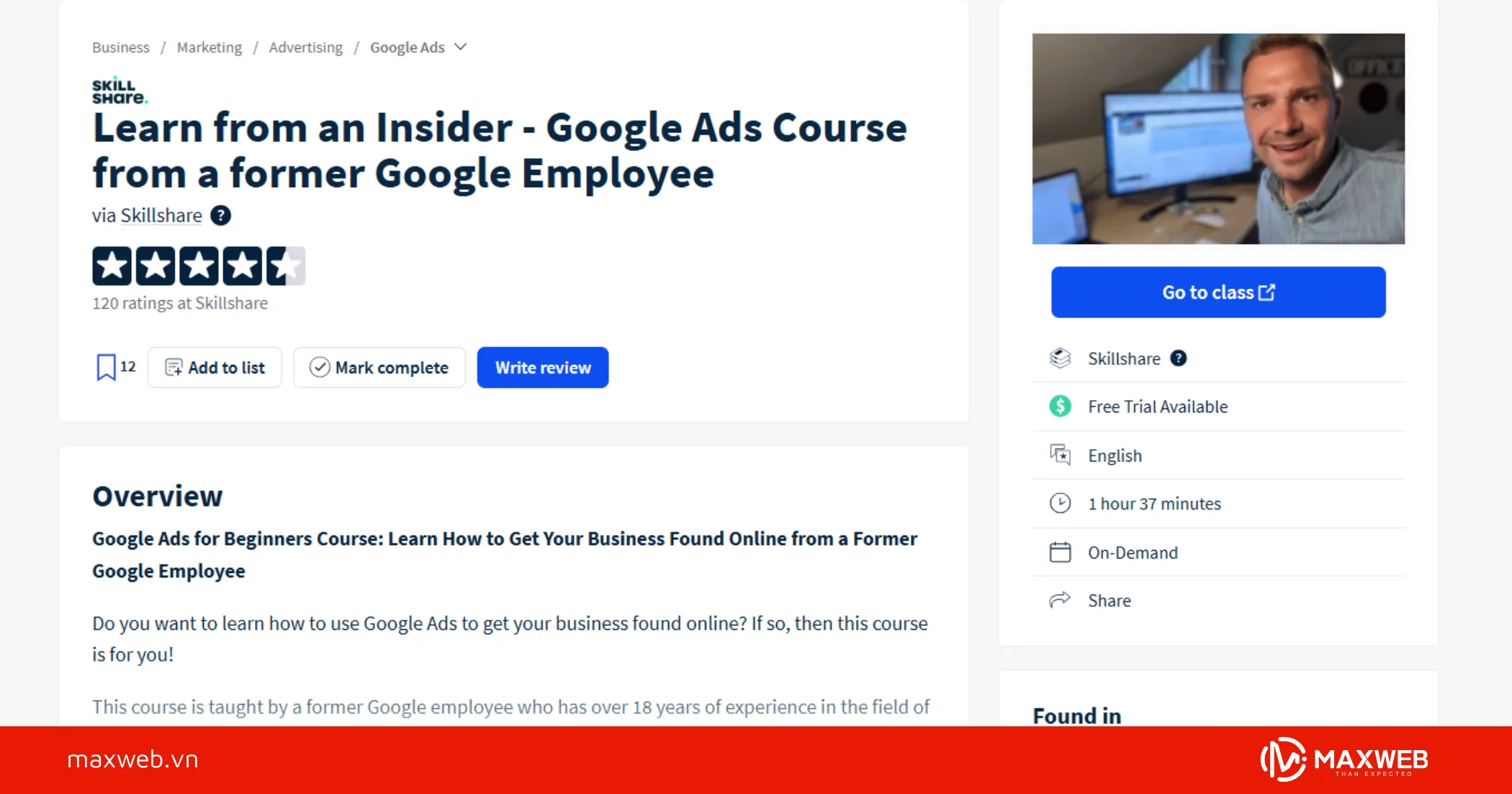 Google Ads Crash Course của Skillshare