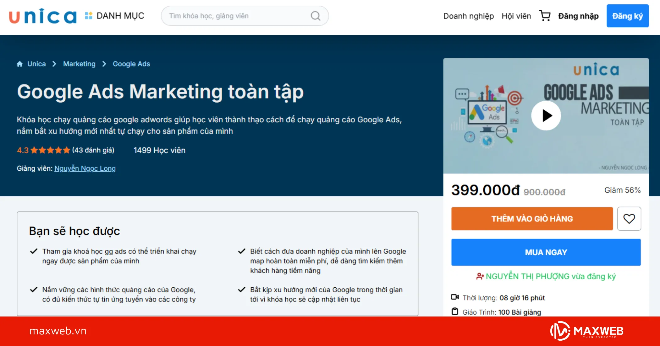 Google Ads Marketing Toàn tập của UNICA