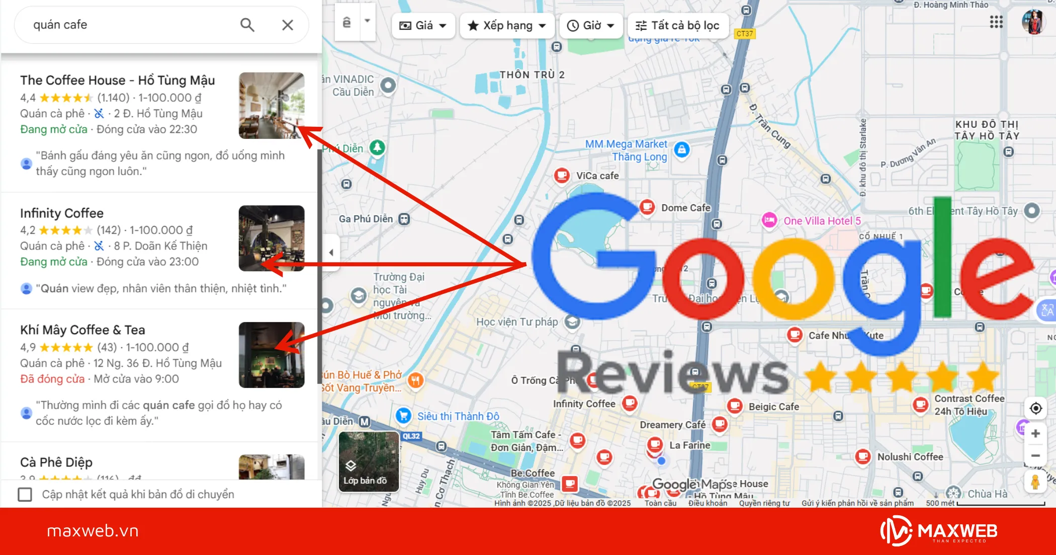 Dịch vụ Review Map tại Maxweb