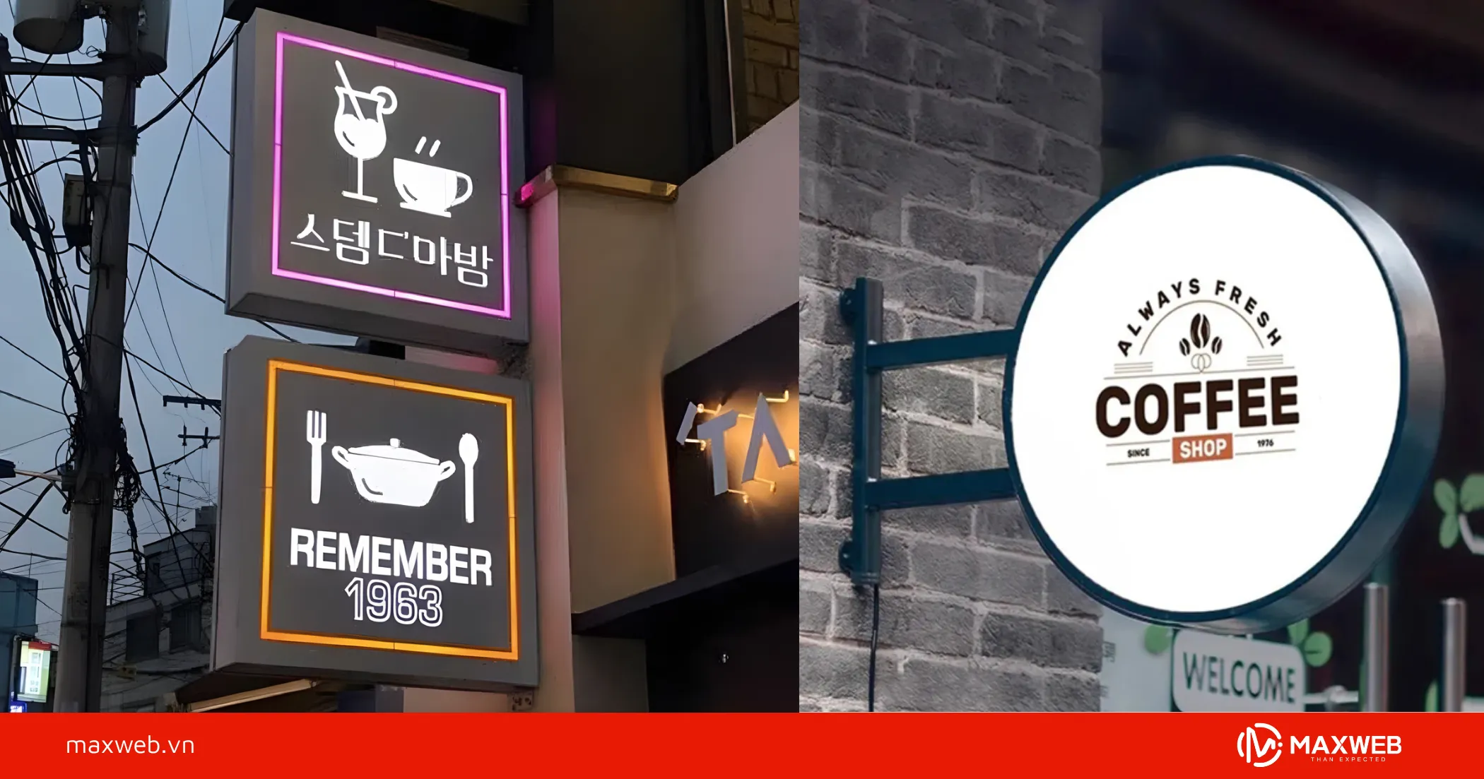 Bảng hiệu cà phê đẹp dạng hộp đèn