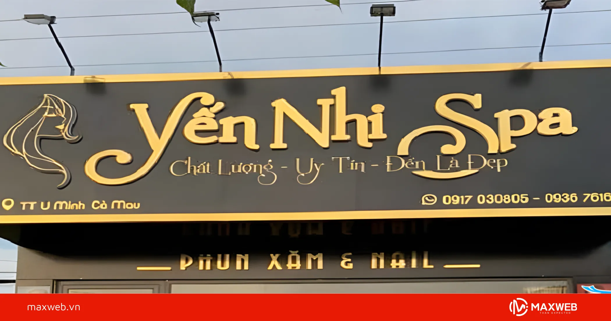 Mẫu biển bạt spa đẹp chữ nổi inox