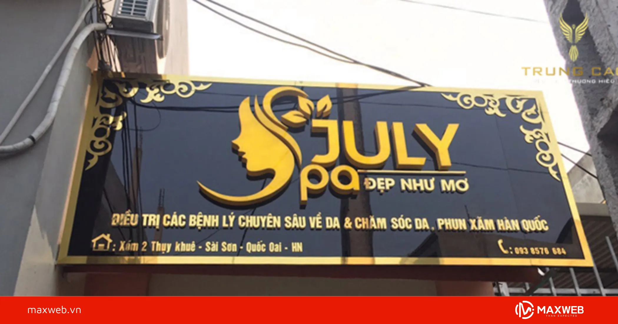 Mẫu biển bạt spa đẹp chữ nổi inox