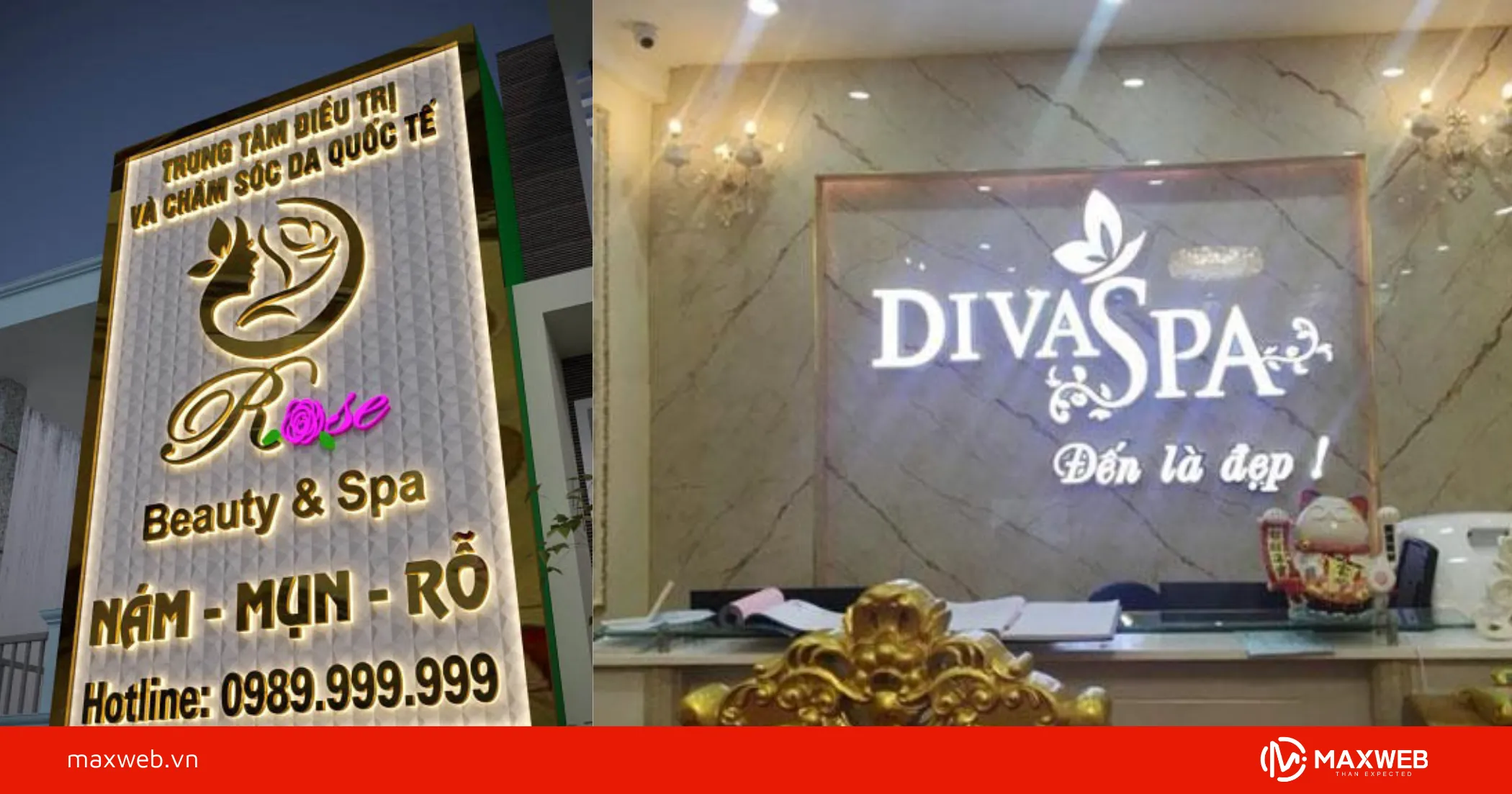 Biển spa chăm sóc da bằng đèn LED