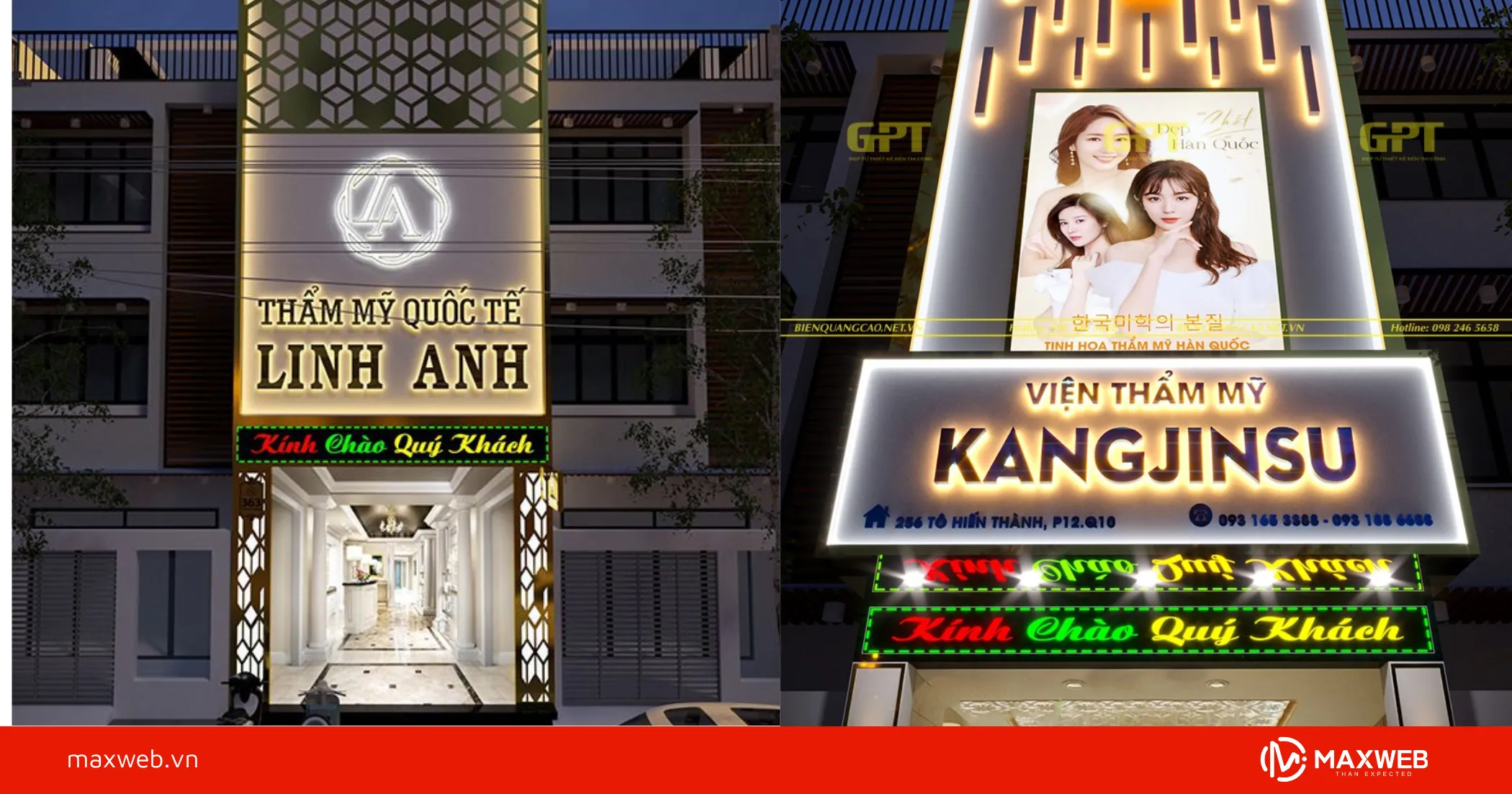 Biển spa chăm sóc da bằng đèn LED