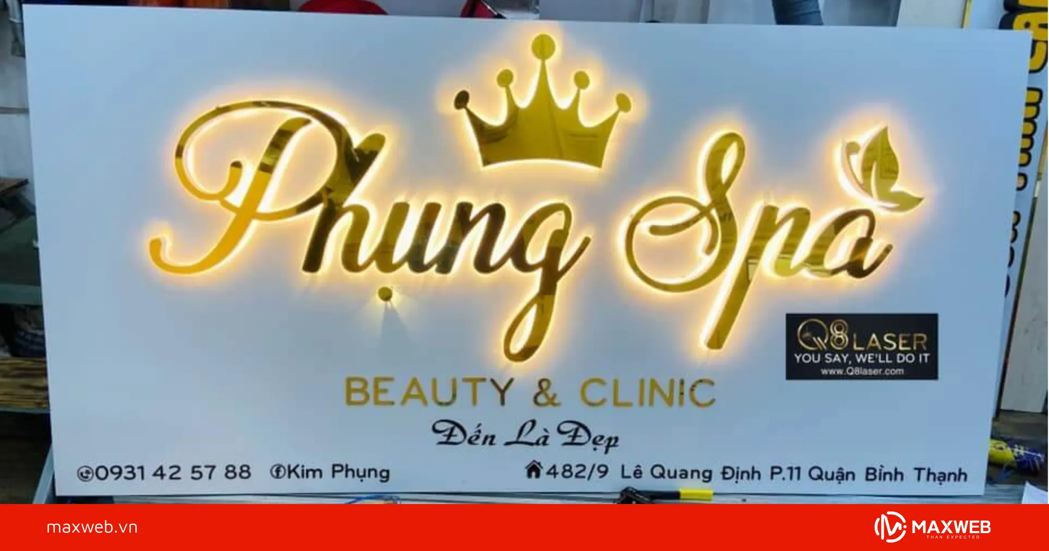 Biển hiệu spa đẹp chữ nổi mica