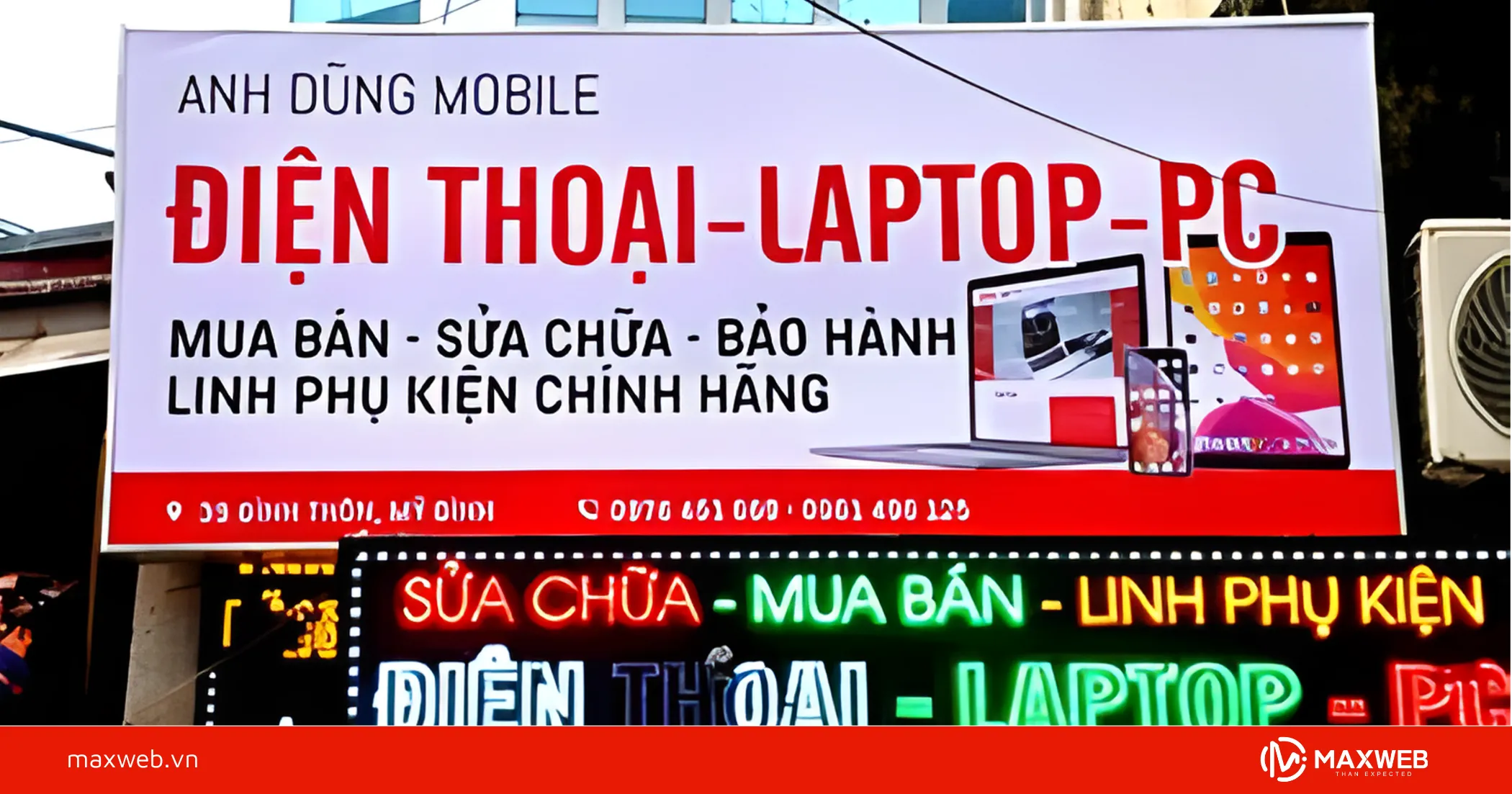 Biển quảng cáo cửa hàng điện thoại làm bằng mica xuyên sáng