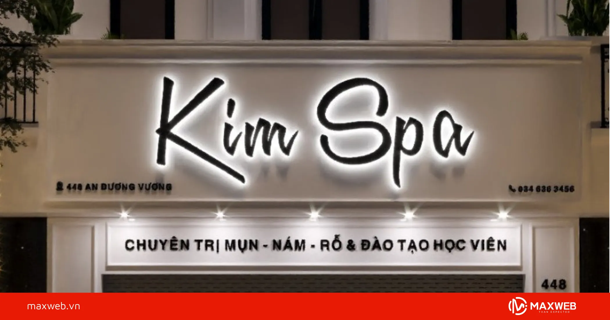 Biển hiệu spa đẹp nền lam sắt