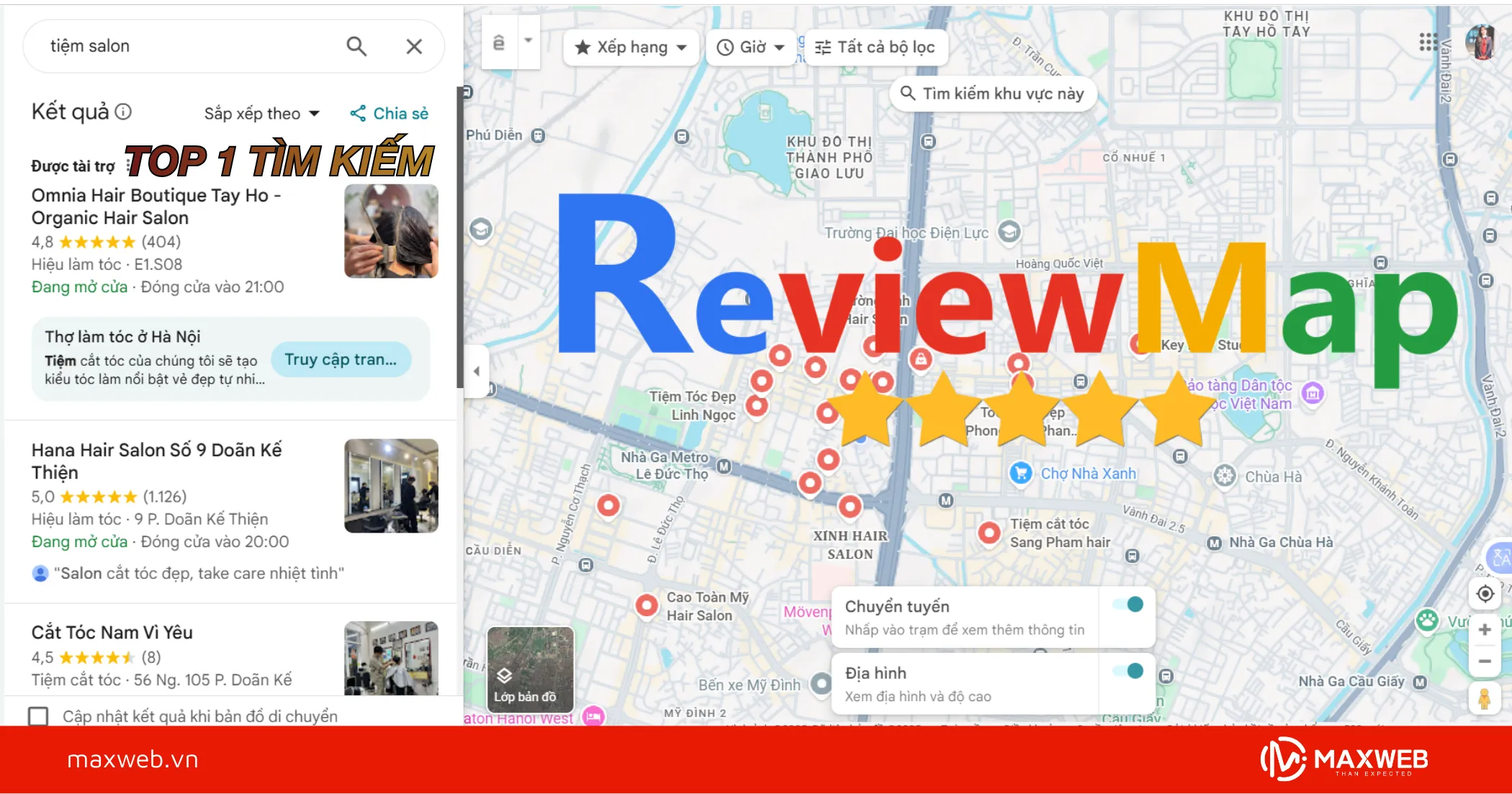 Tăng đánh giá chất lượng với dịch vụ Review Map