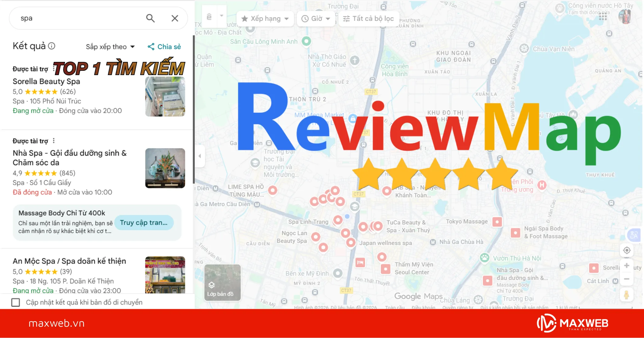 Tăng uy tín spa nhờ dịch vụ Review Map