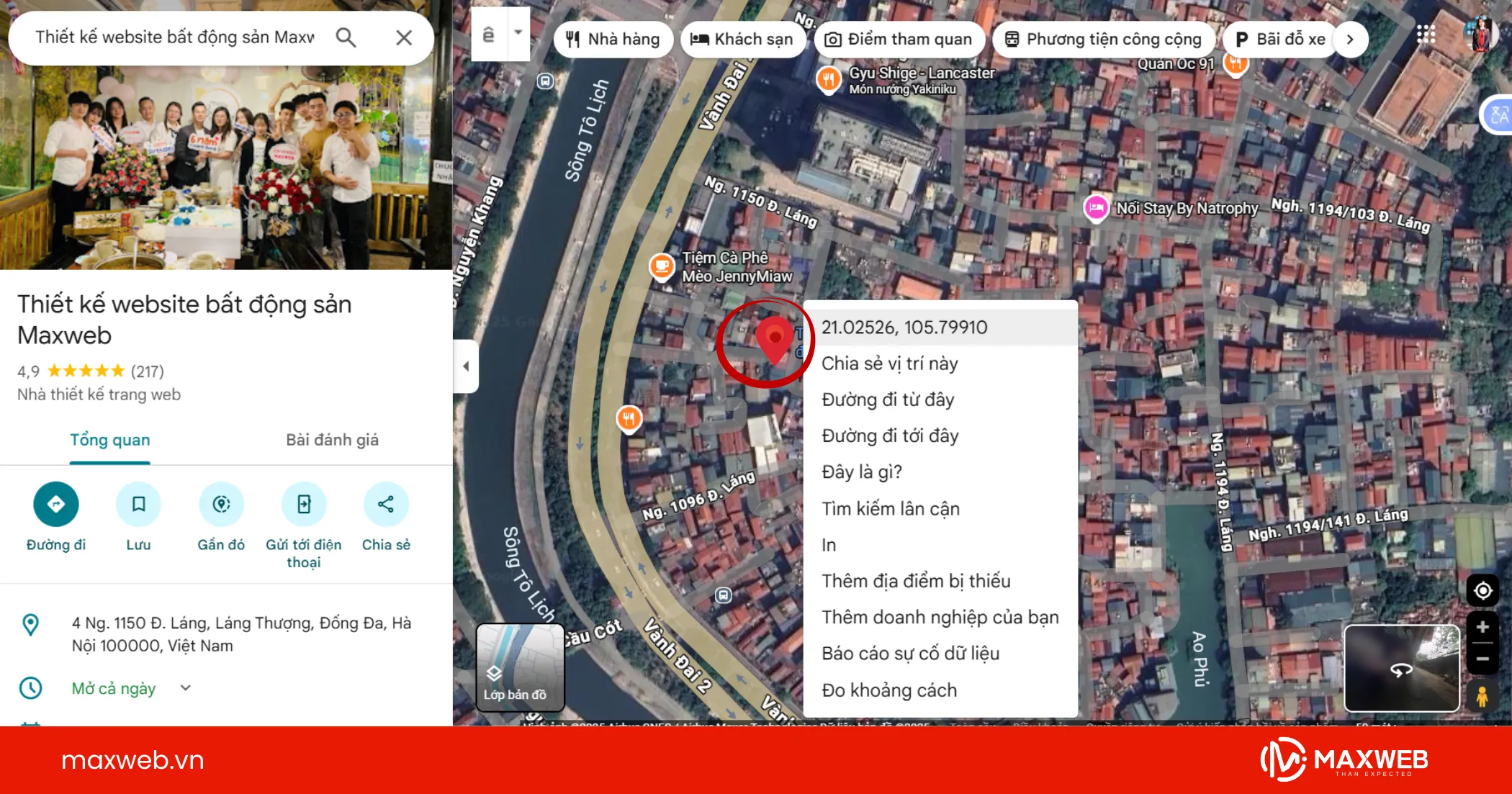 Thả ghim đánh dấu vị trí lô đất