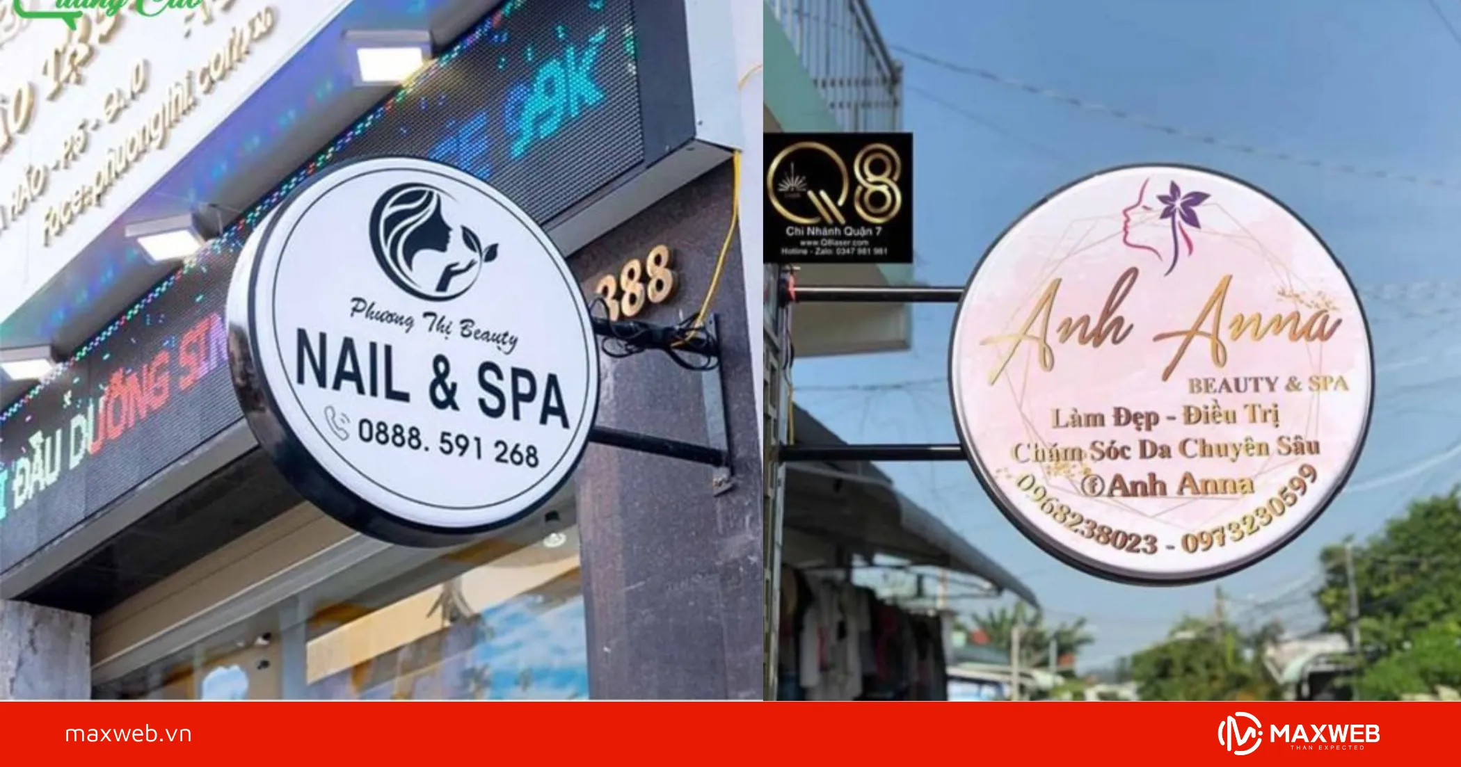 Bảng hiệu spa đẹp dạng tròn