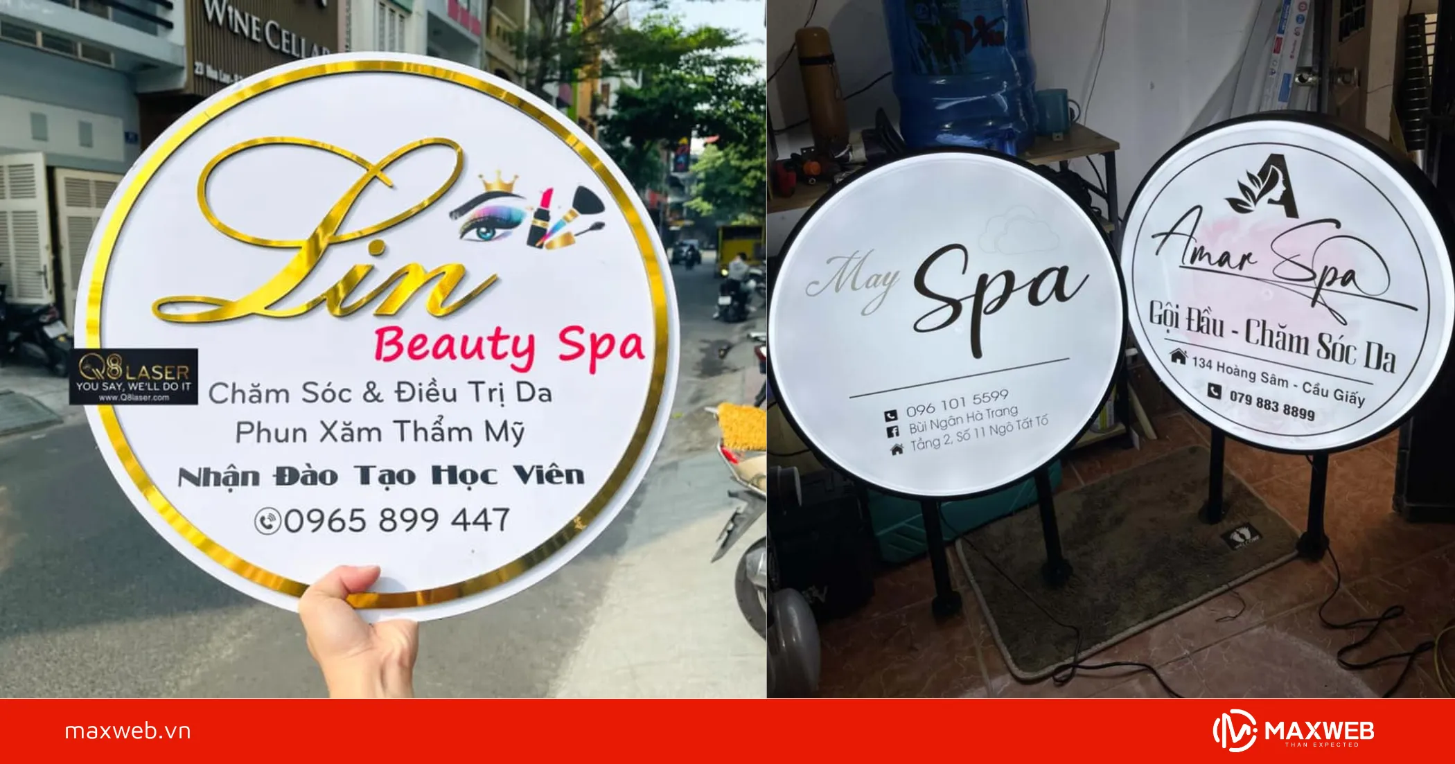 Bảng hiệu spa đẹp dạng tròn