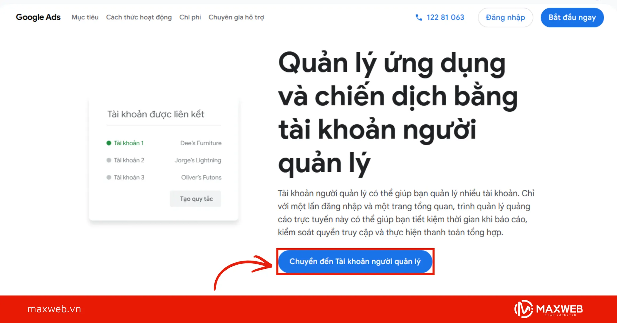 Truy cập trang đăng ký tài khoản người quản lý Google Ads