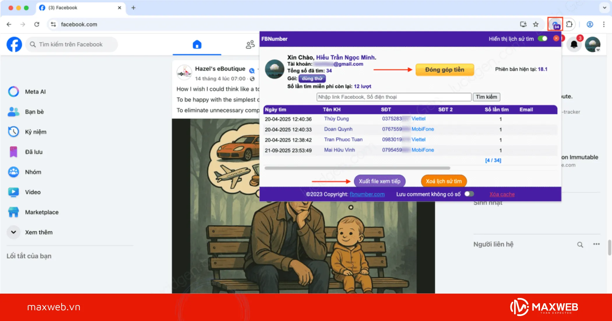 Tool quét số điện thoại Facebook miễn phí Lucid Gen