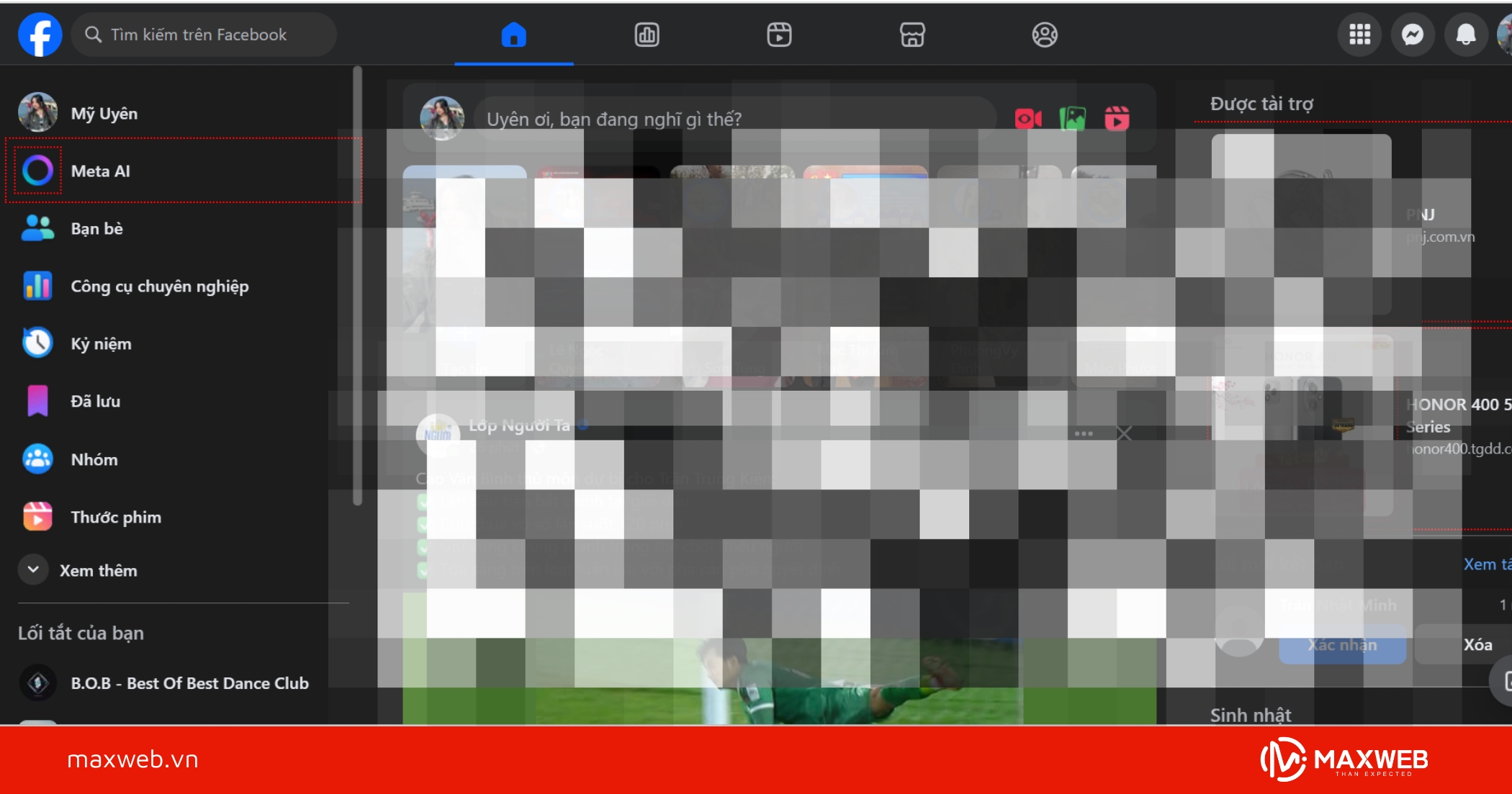 Truy cập trang cá nhân