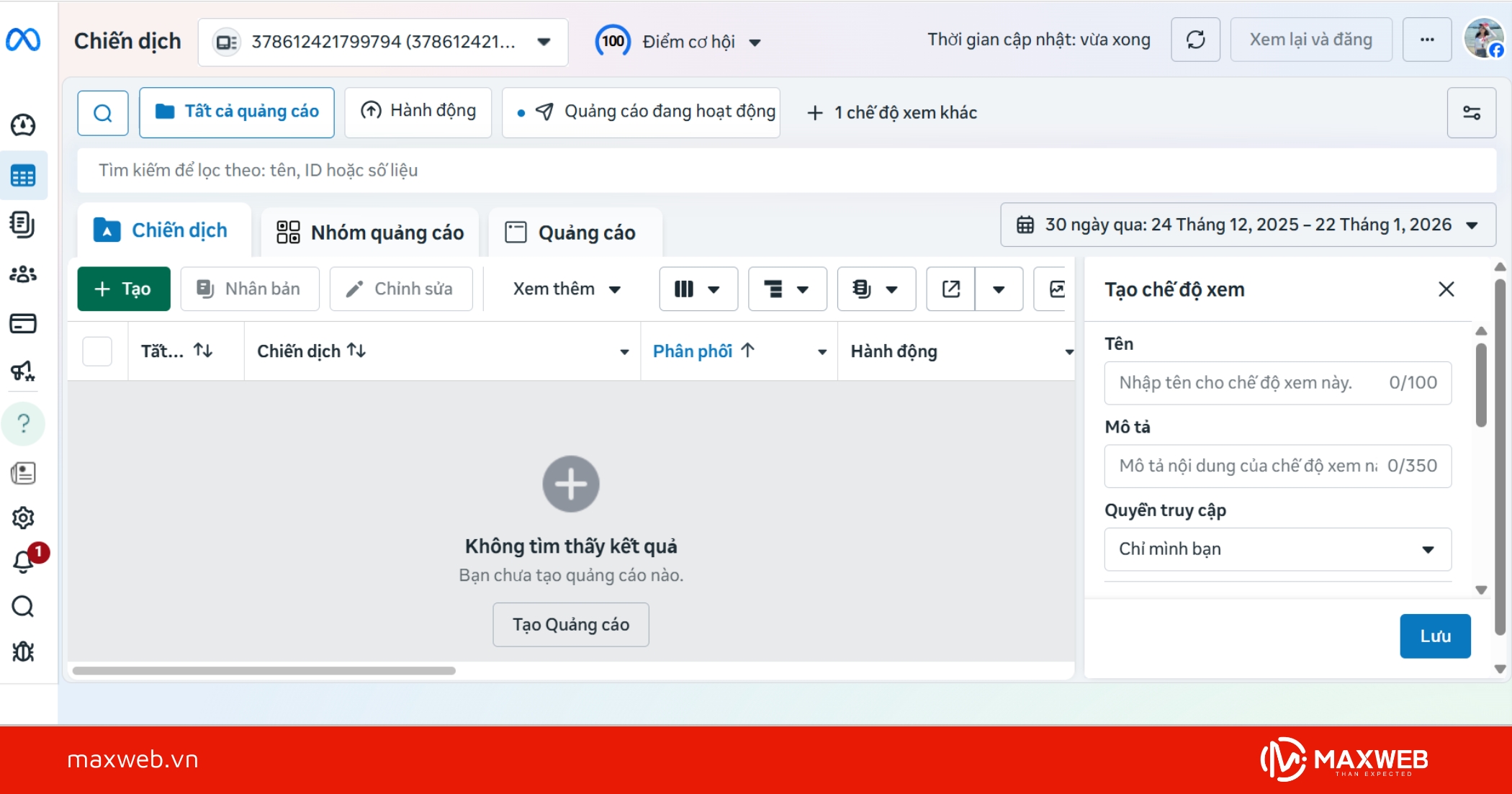 Truy cập vào Trình quản lý quảng cáo Facebook