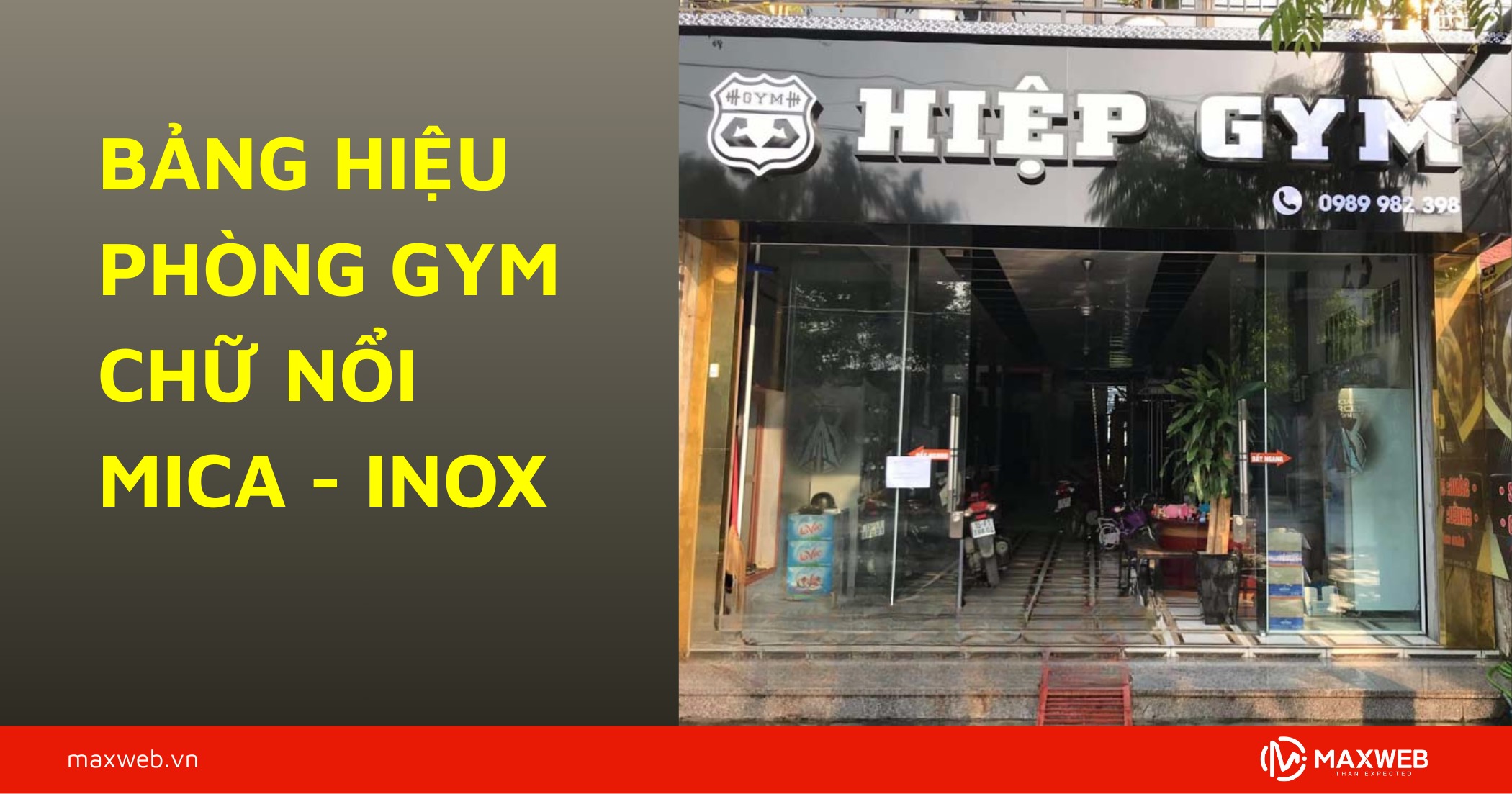 Biển hiệu phòng gym chữ nổi mica